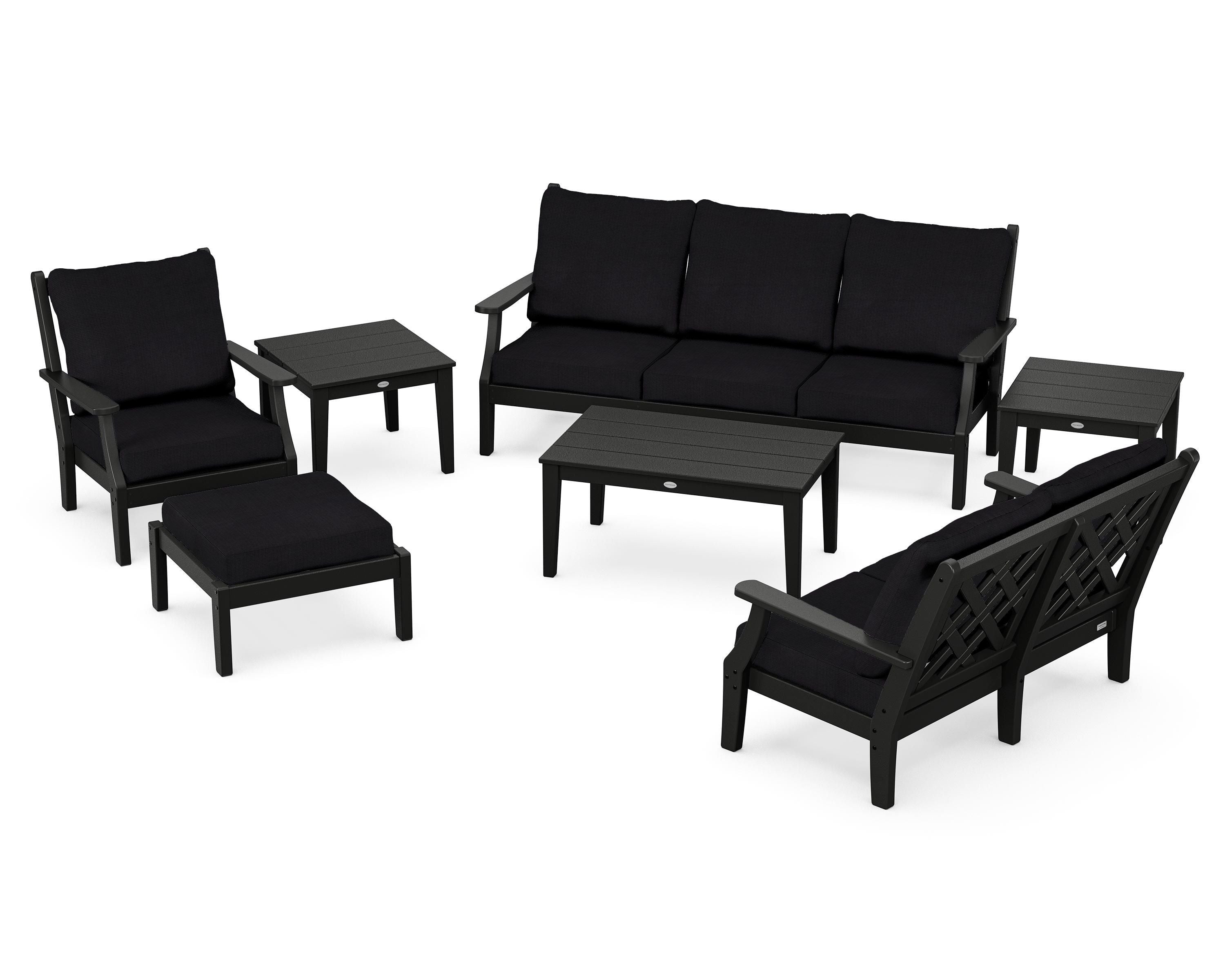 Country Living Wovendale 7-Piece Deep Seating Set in Black / Midnight Linen