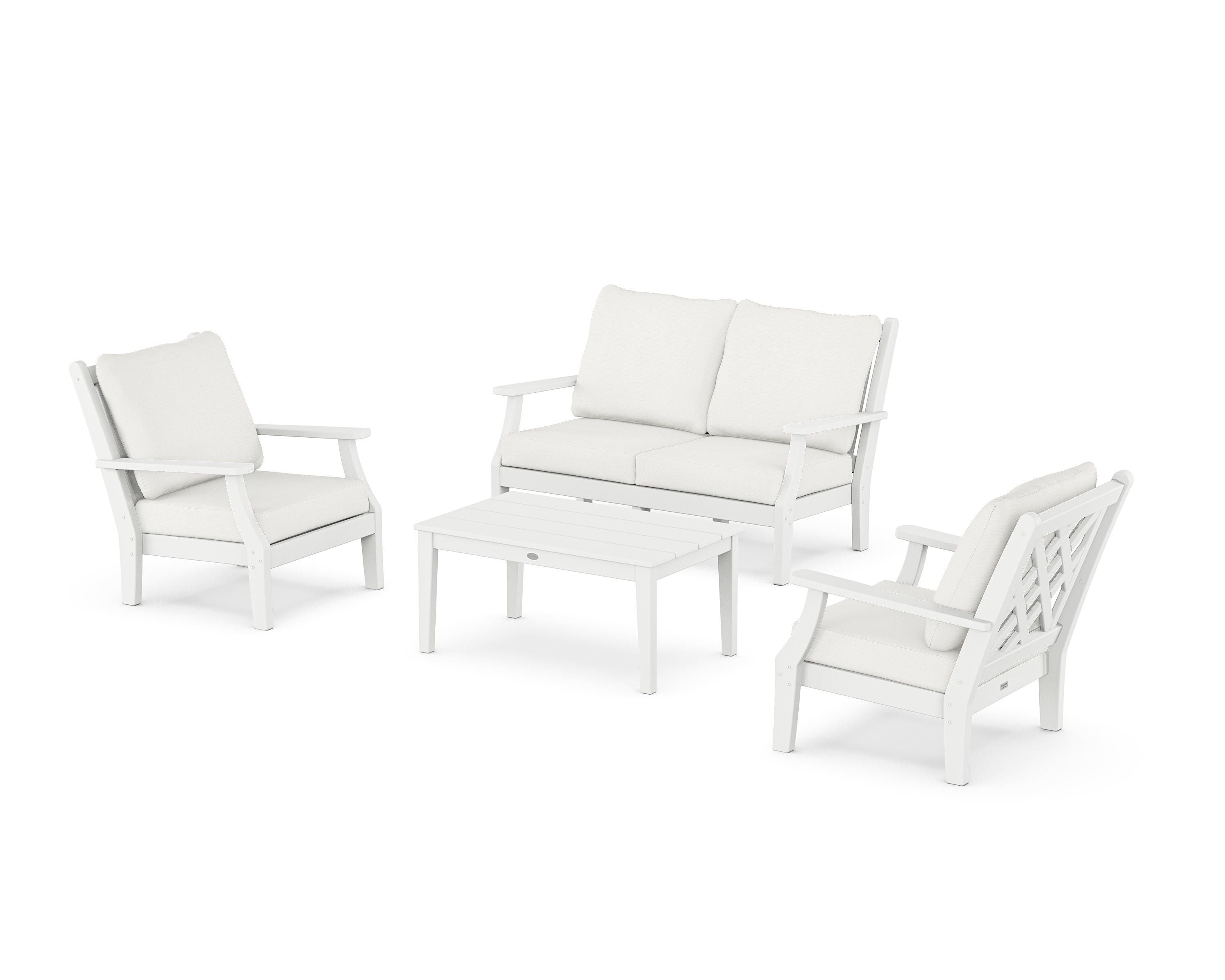 Country Living Wovendale 4-Piece Deep Seating Set with Loveseat in White / Natural Linen
