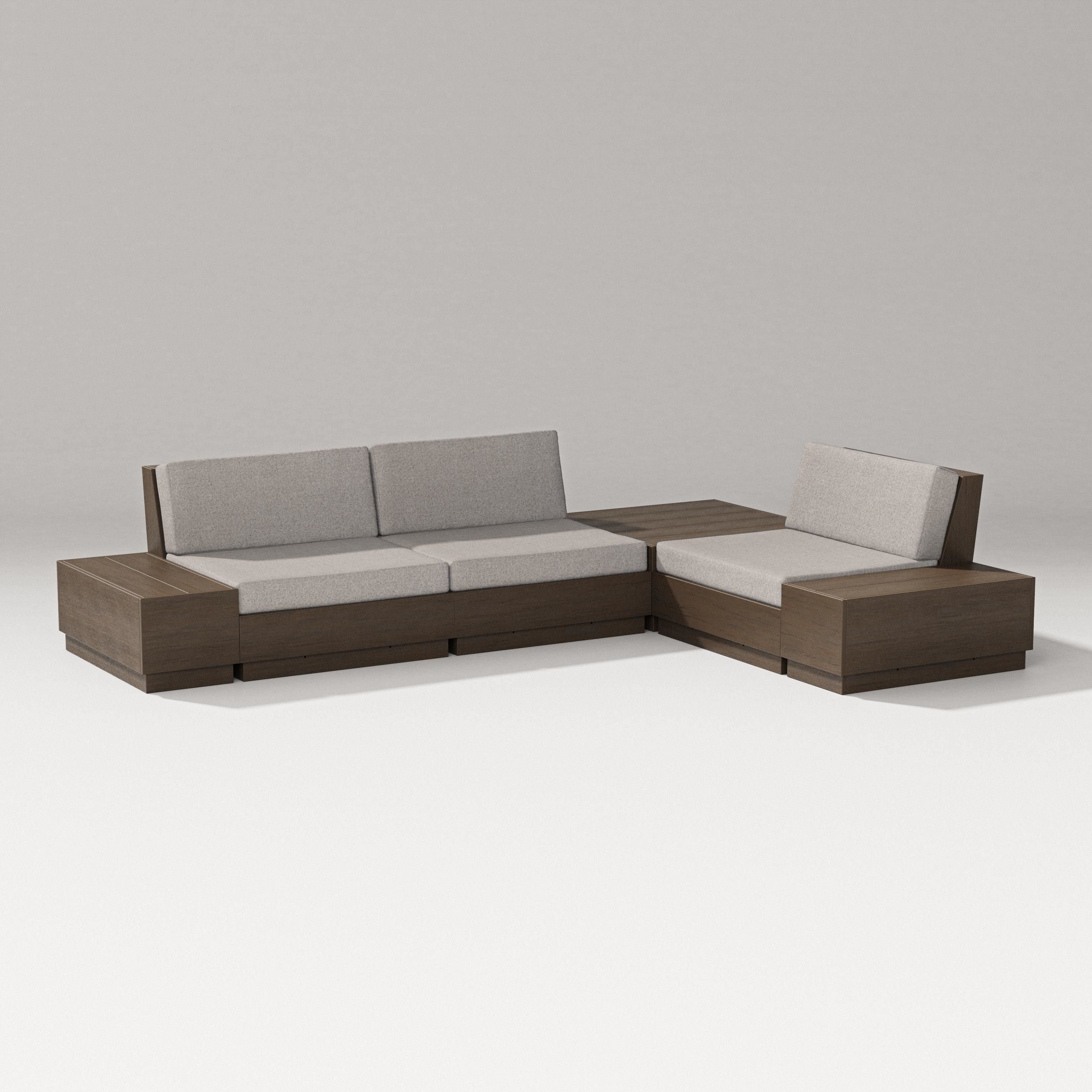 PW Designer Series Elevate 6-Piece Corner Sectional in Kona / Weathered Tweed