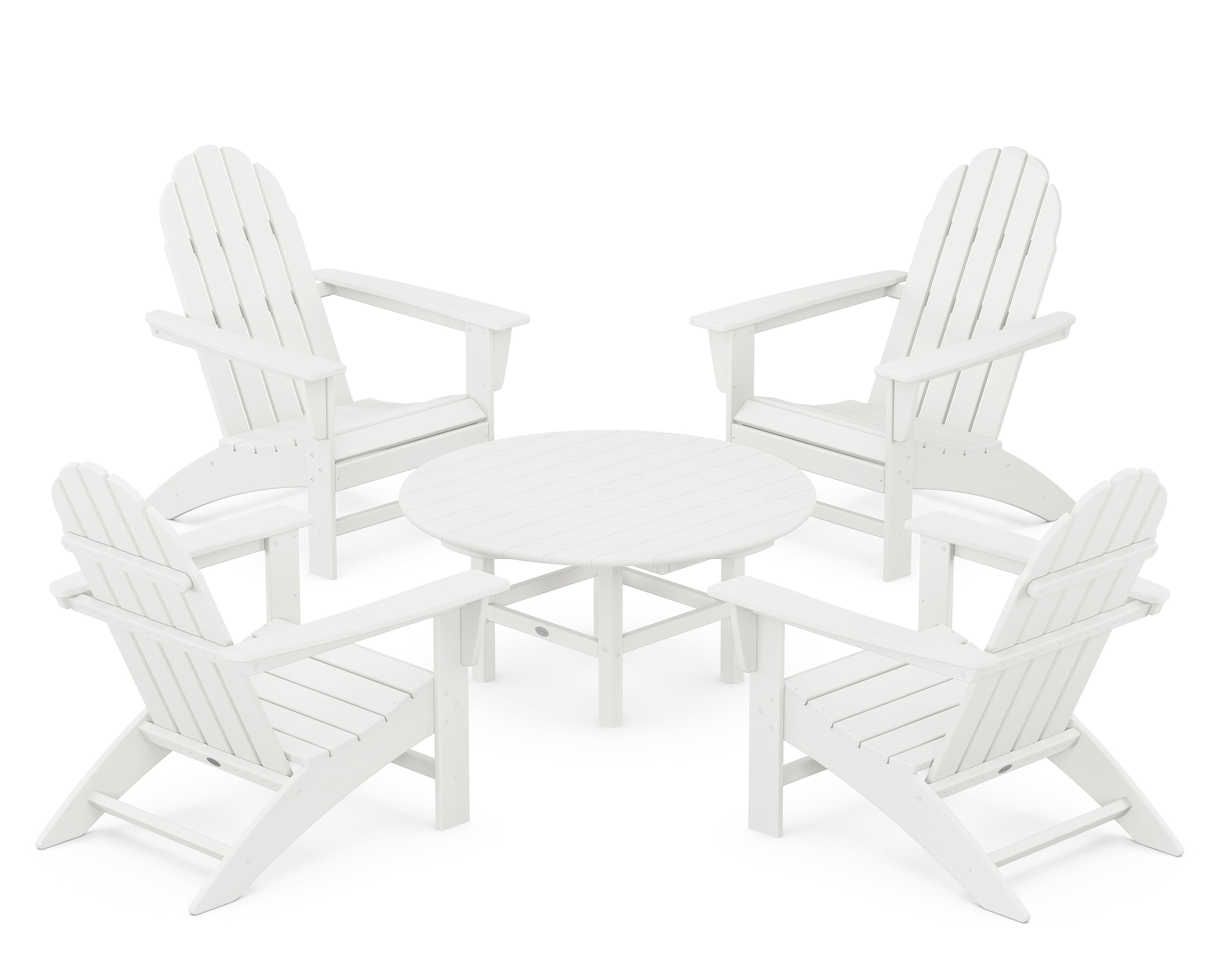 POLYWOOD® Vineyard 5-Piece Adirondack Chair Conversation Set in Vintage White