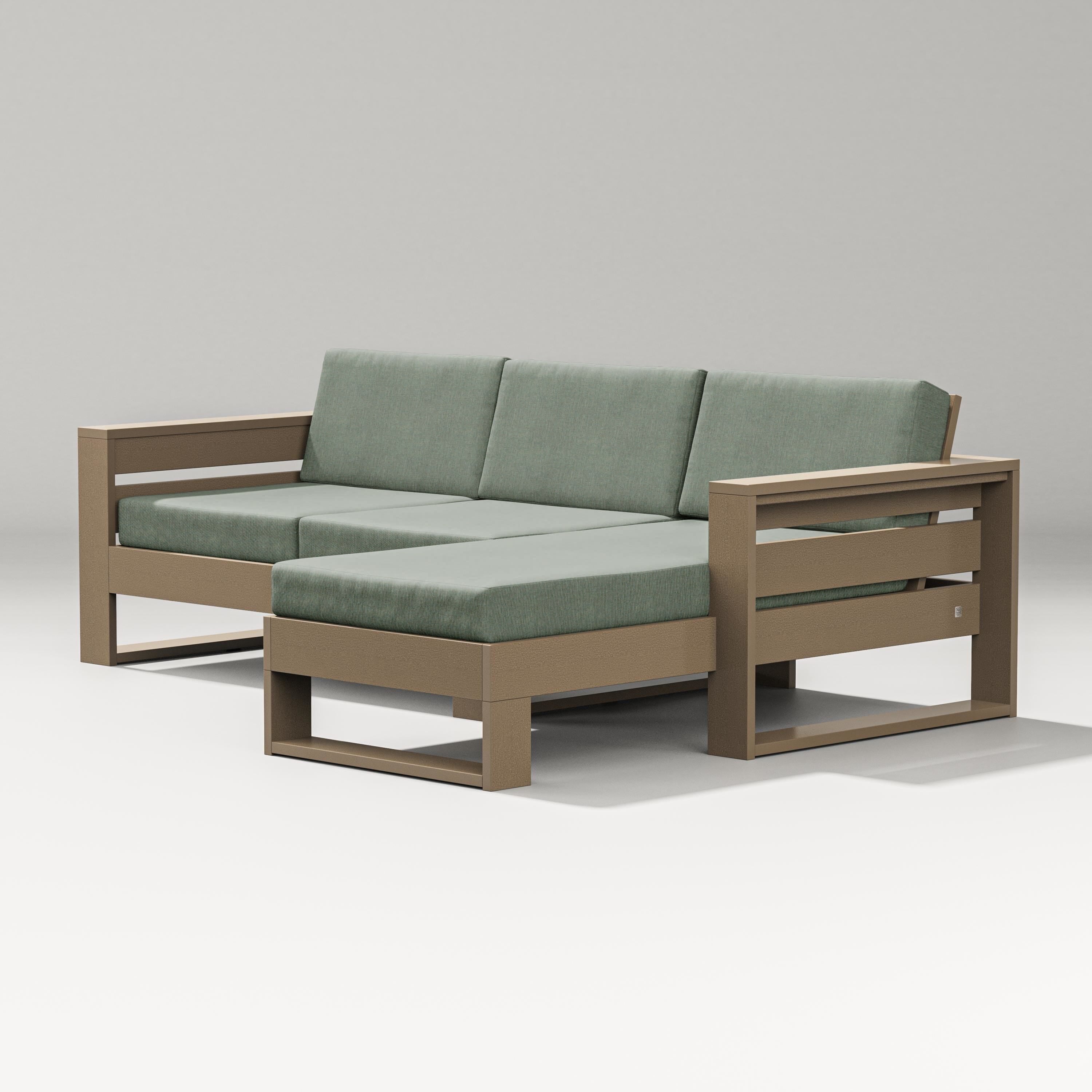 PW Designer Series Latitude Right Chaise Sectional in Vintage Sahara / Cast Sage