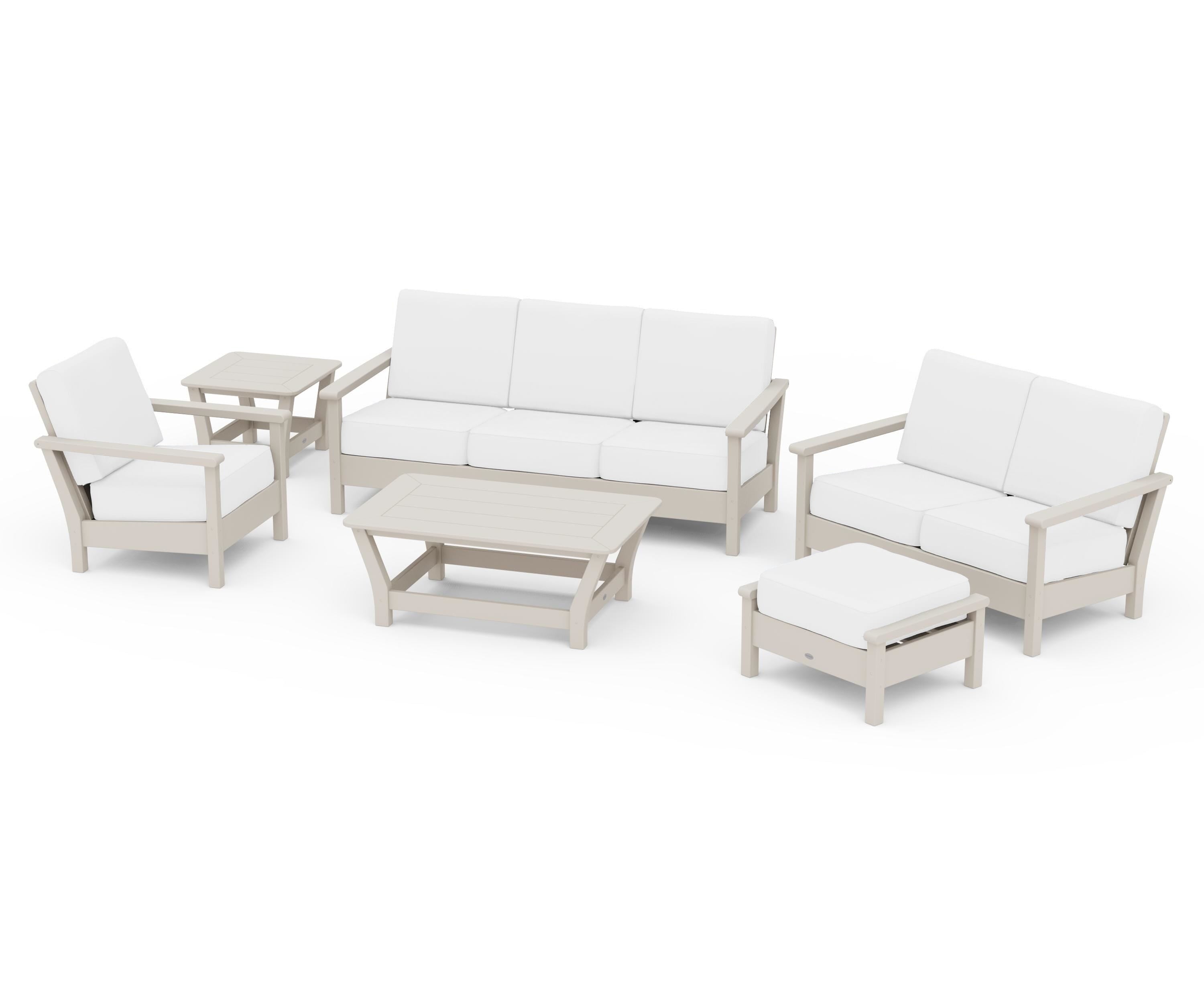 POLYWOOD Harbour 6-Piece Outdoor Living Set in Sand / Natural