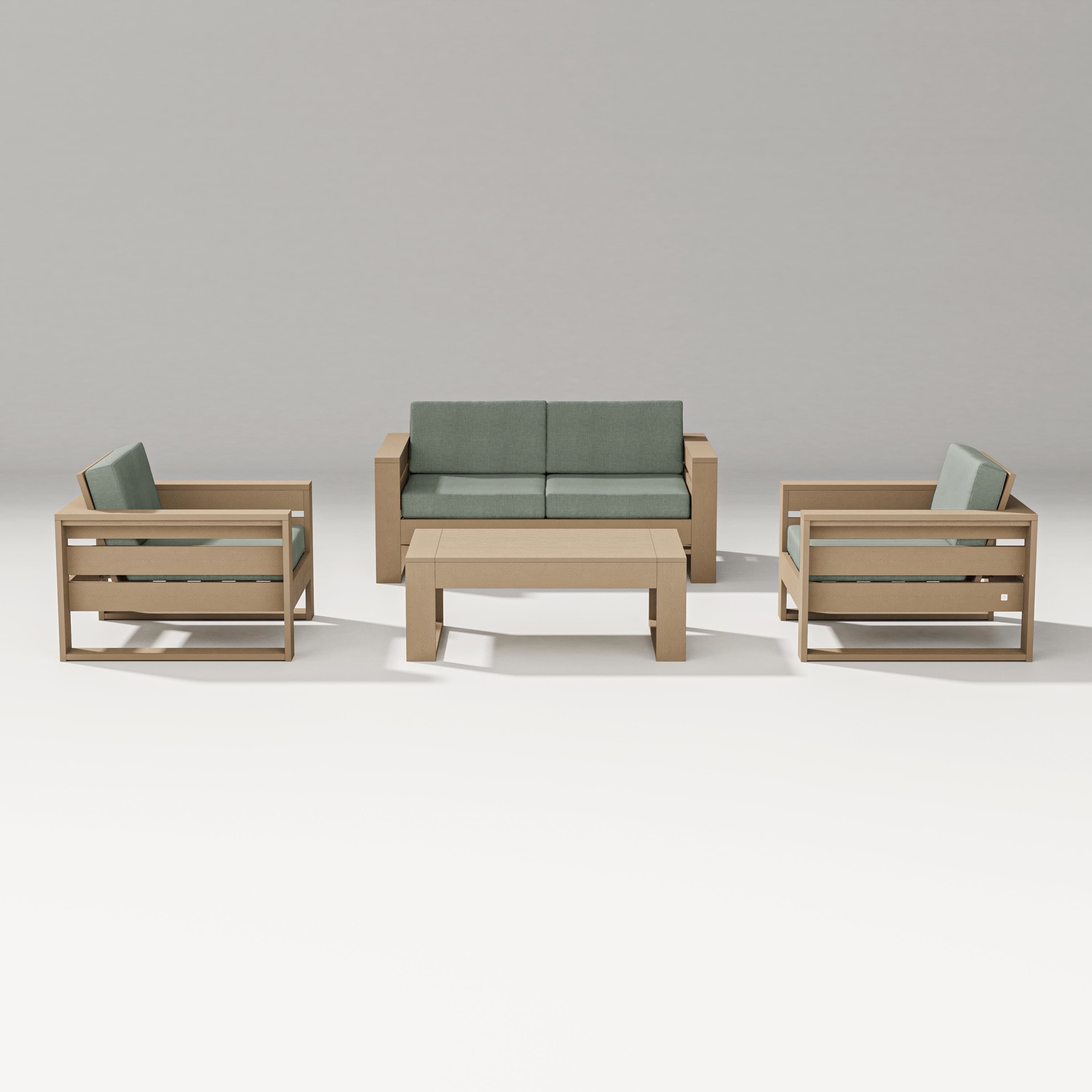 PW Designer Series Latitude 4-Piece Lounge Loveseat Set in Vintage Sahara / Cast Sage