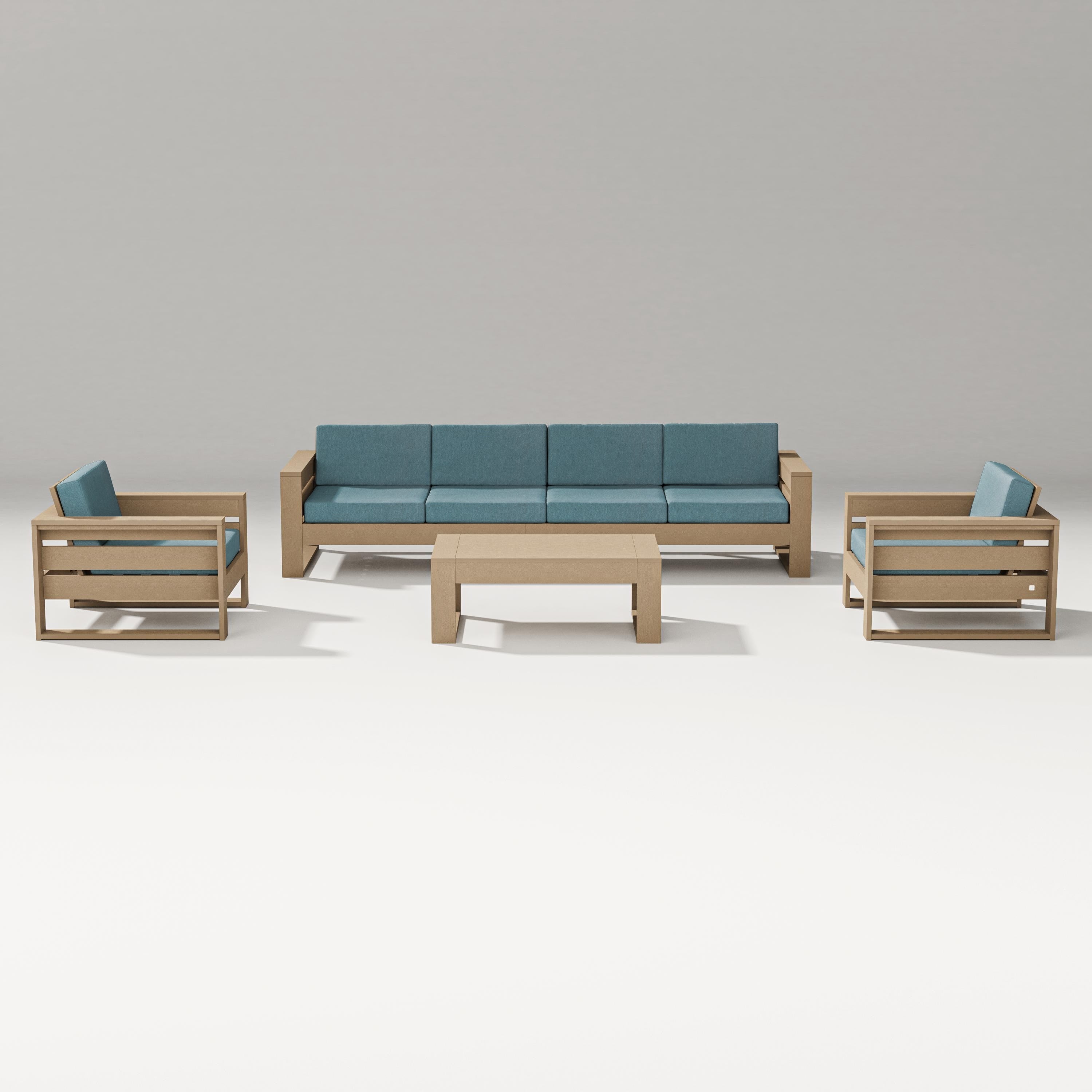 PW Designer Series Latitude 5-Piece Lounge Sofa Set in Vintage Sahara / Ocean Teal