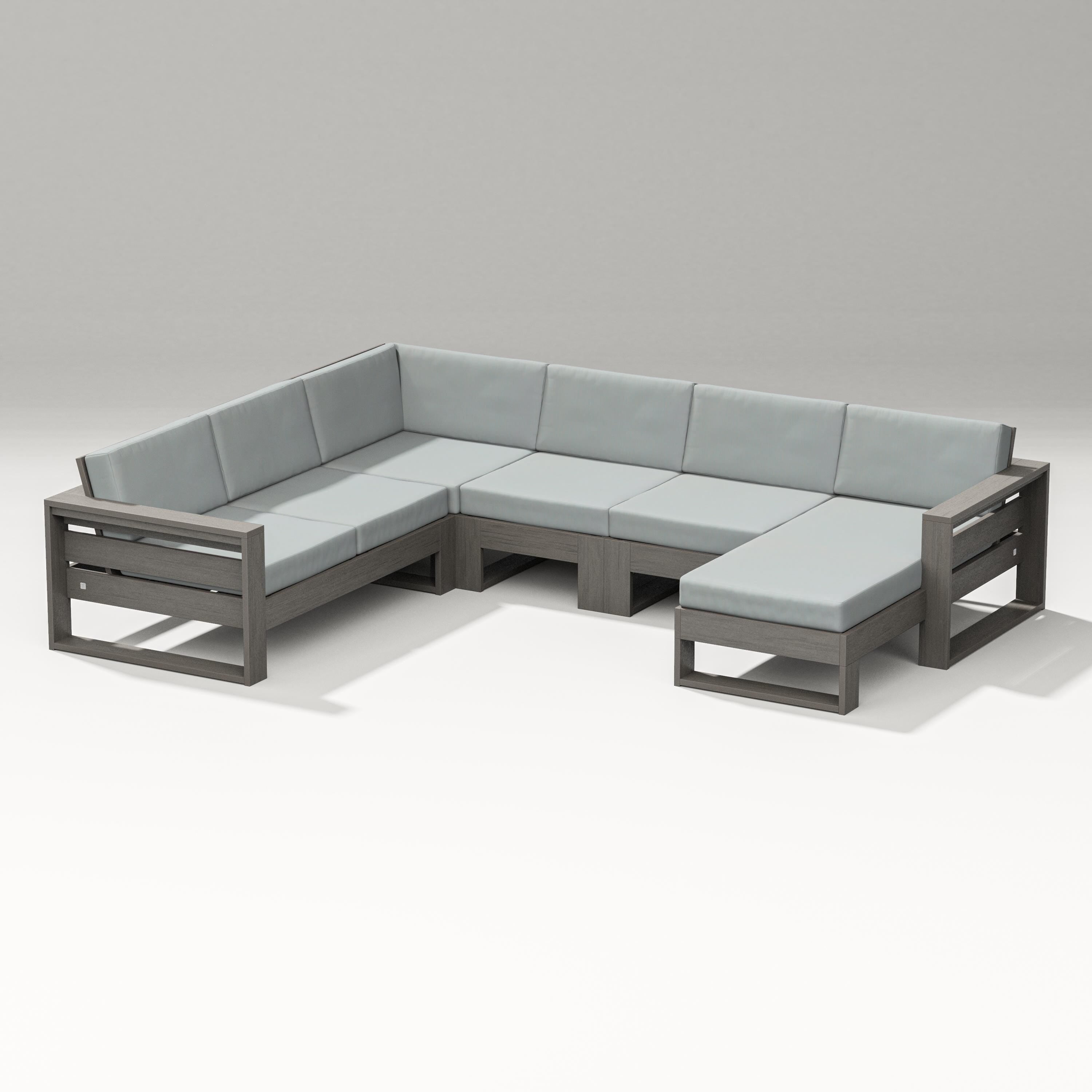 PW Designer Series Latitude Corner Sectional with Right Chaise in Driftwood / Spa