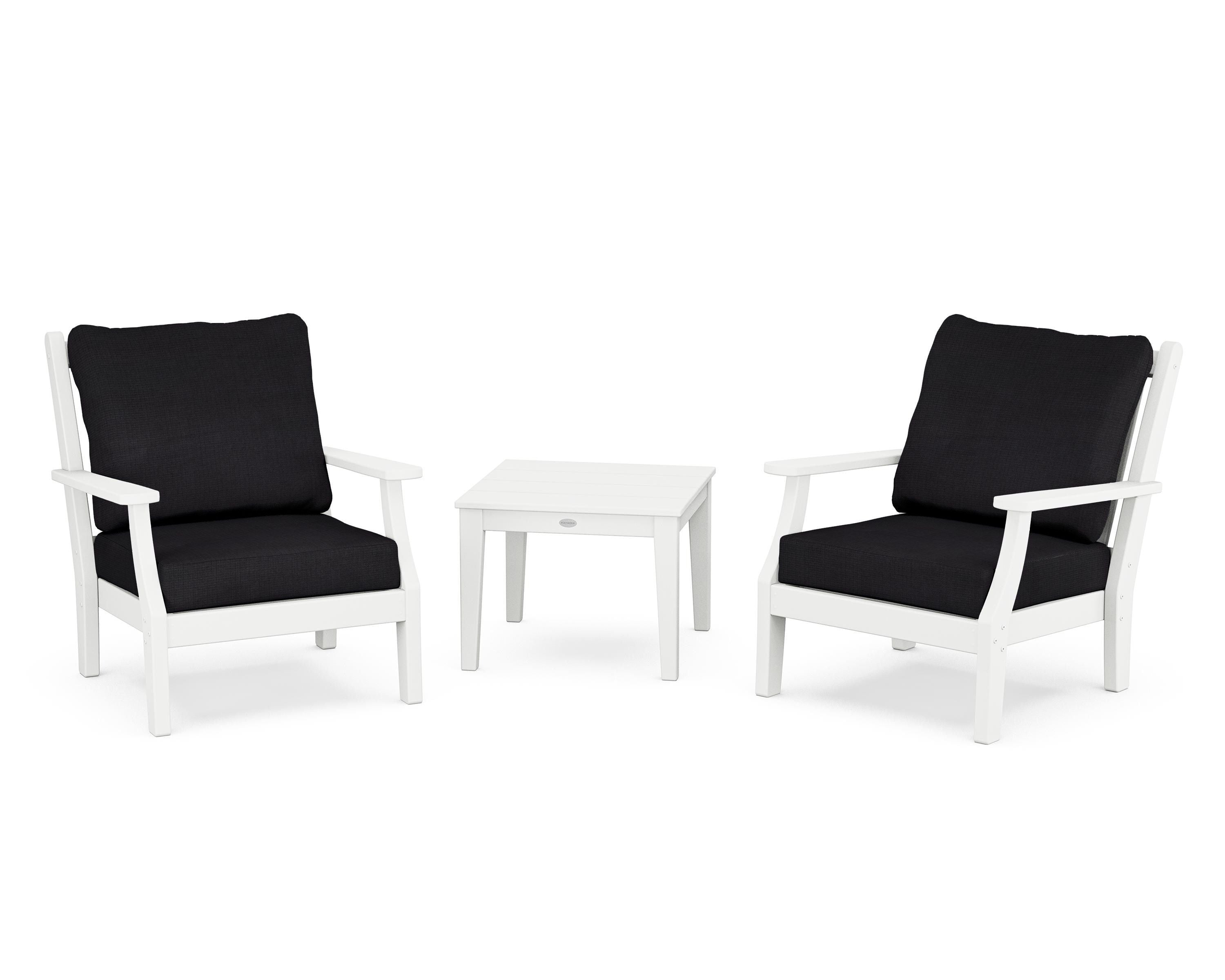 Country Living Wovendale 3-Piece Deep Seating Set in White / Midnight Linen