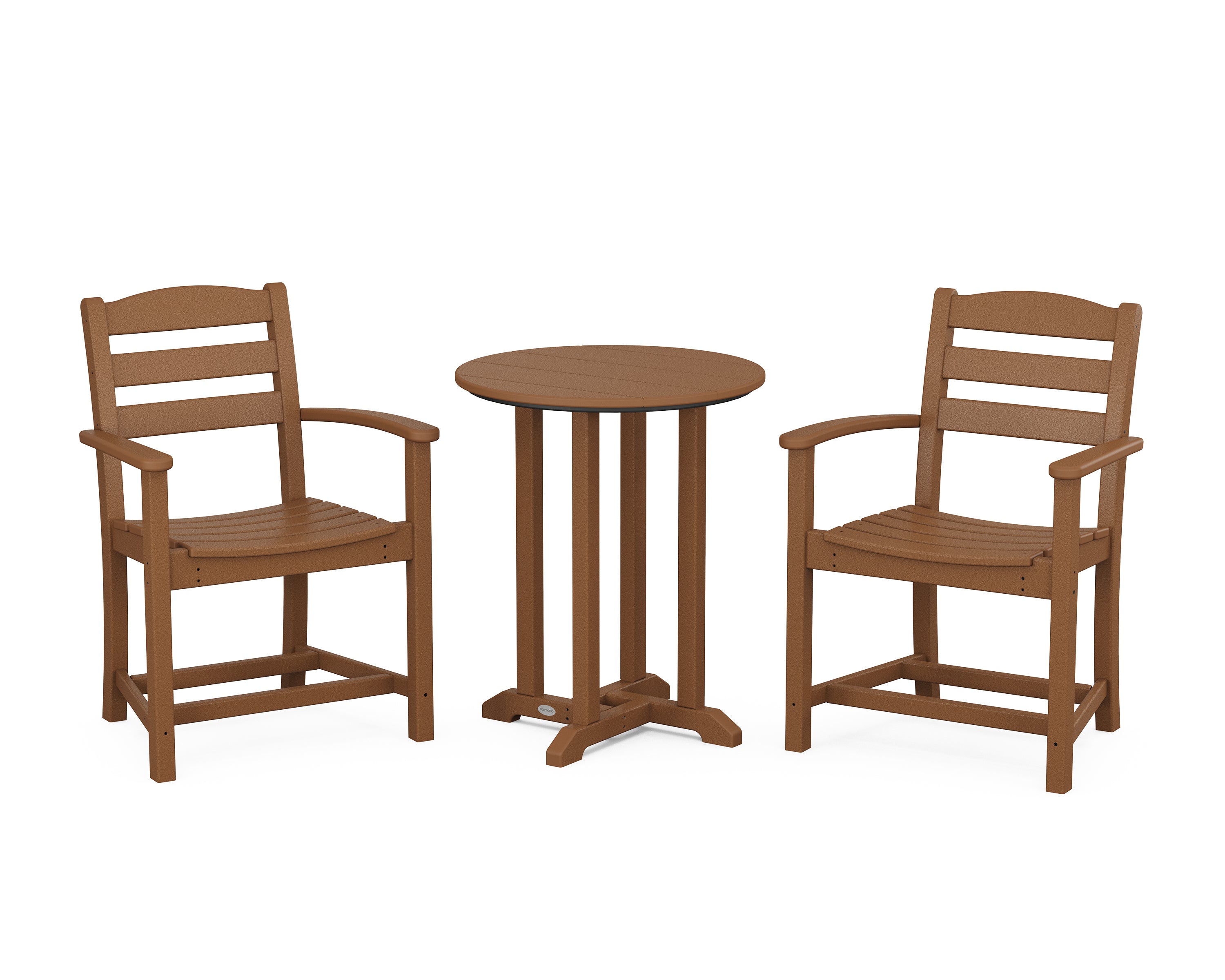 POLYWOOD La Casa Café 3-Piece Round Bistro Dining Set in Teak