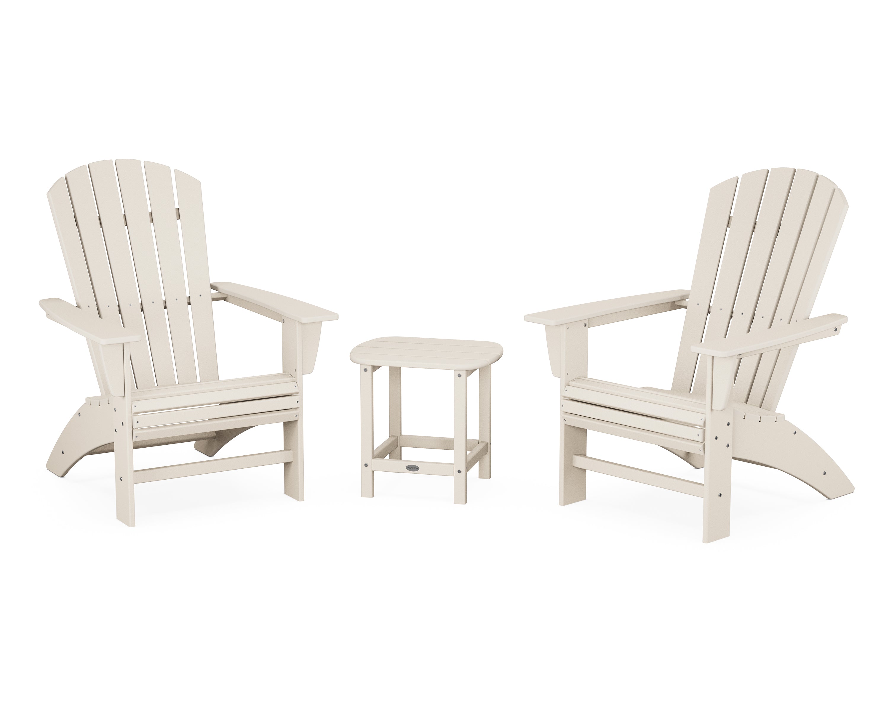 POLYWOOD® Nautical 3-Piece Curveback Adirondack Set in Sand