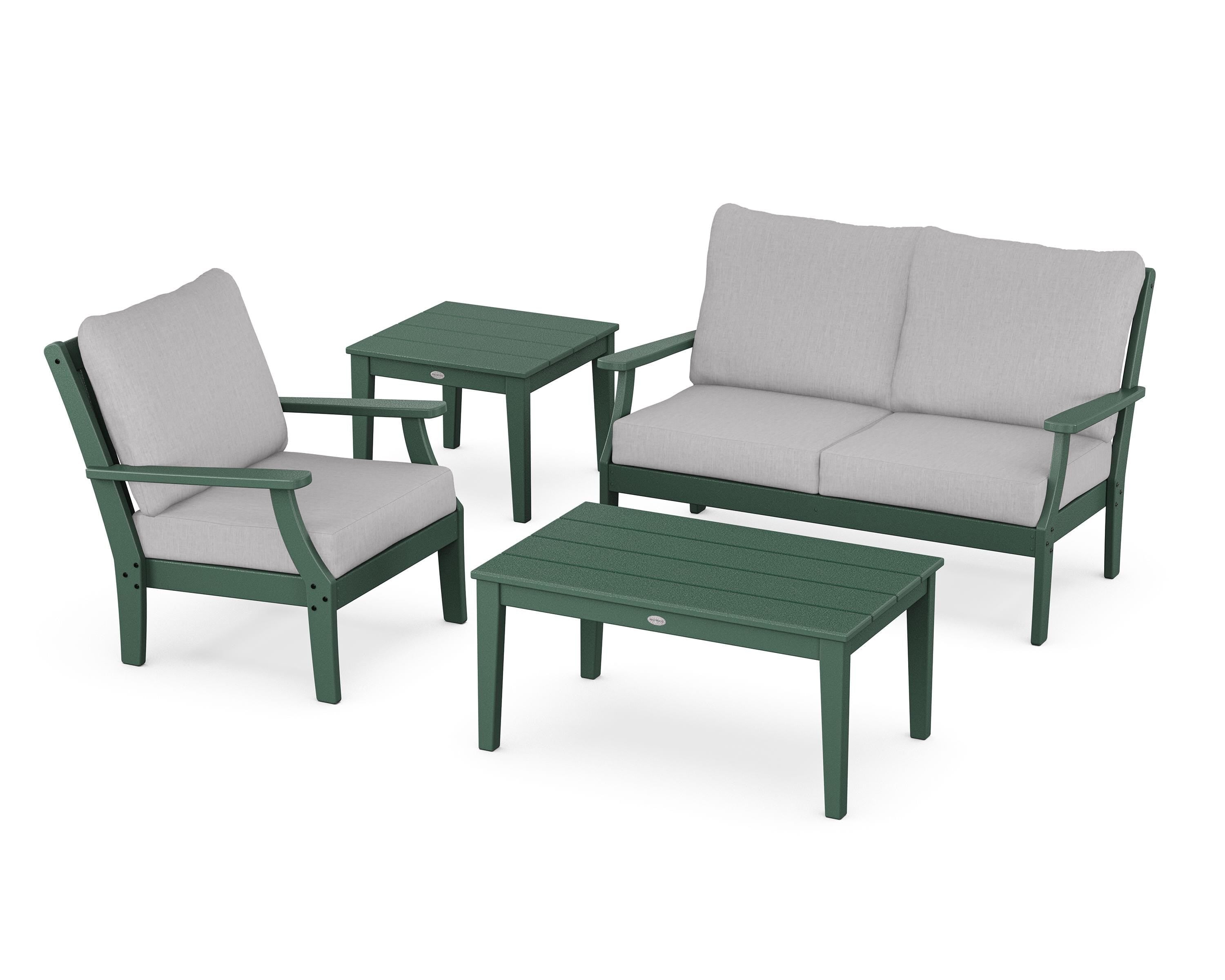 POLYWOOD Braxton 4-Piece Deep Seating Set in Green / Granite