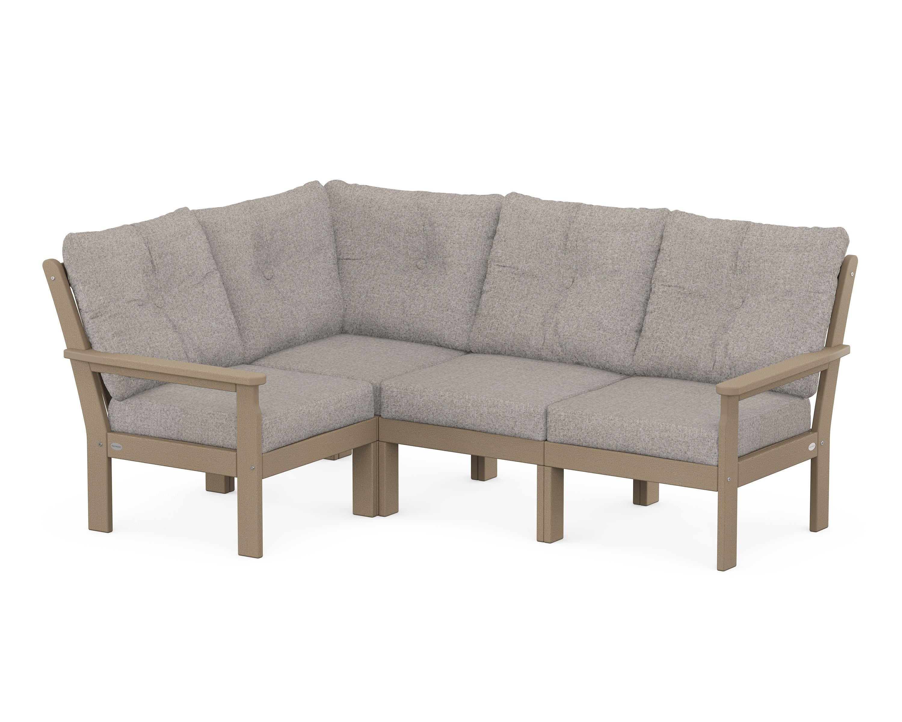 POLYWOOD Vineyard 4-Piece Sectional in Vintage Sahara / Weathered Tweed