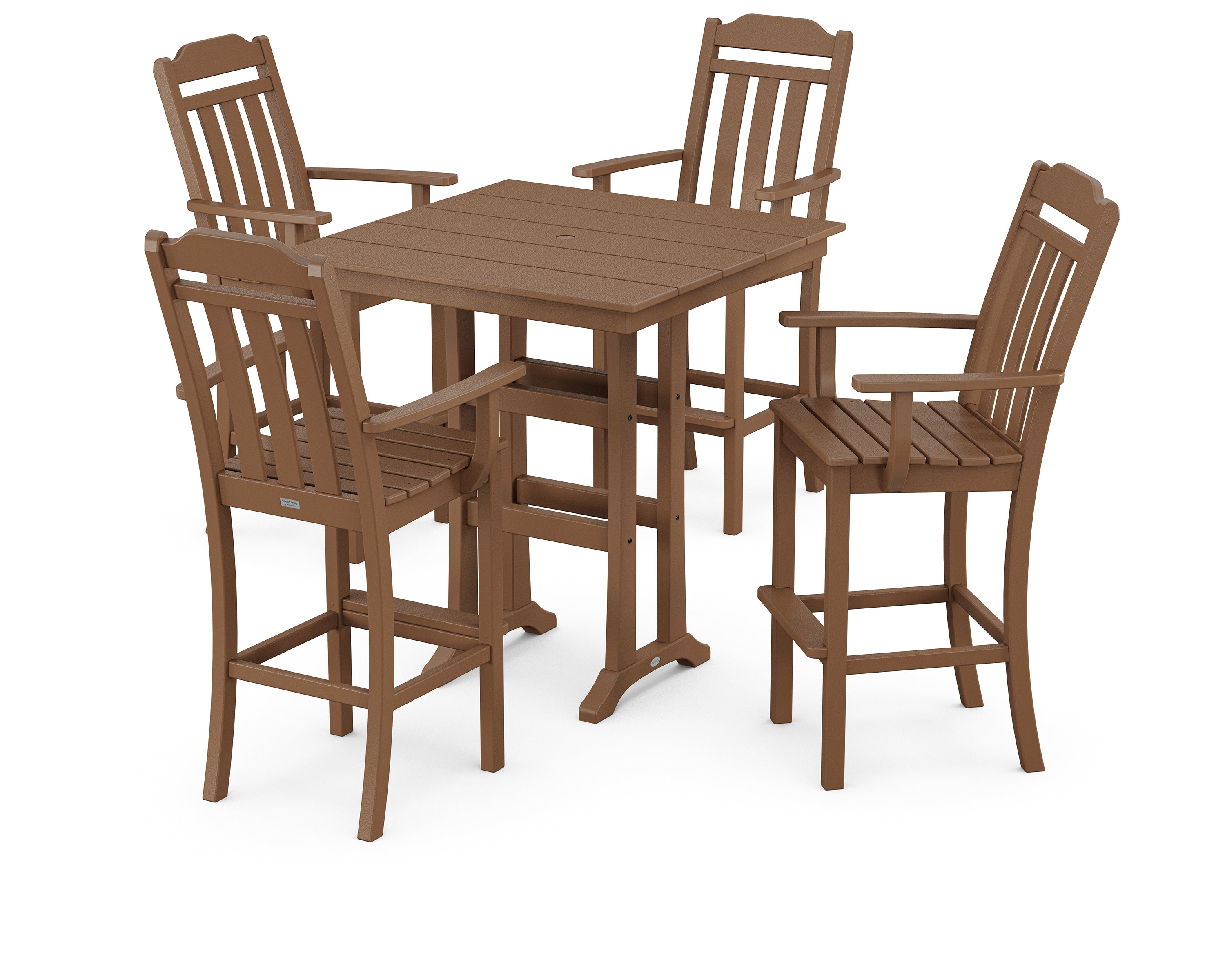 Country Living Cottage 5-Piece Farmhouse Bar Set with Trestle Legs in Teak
