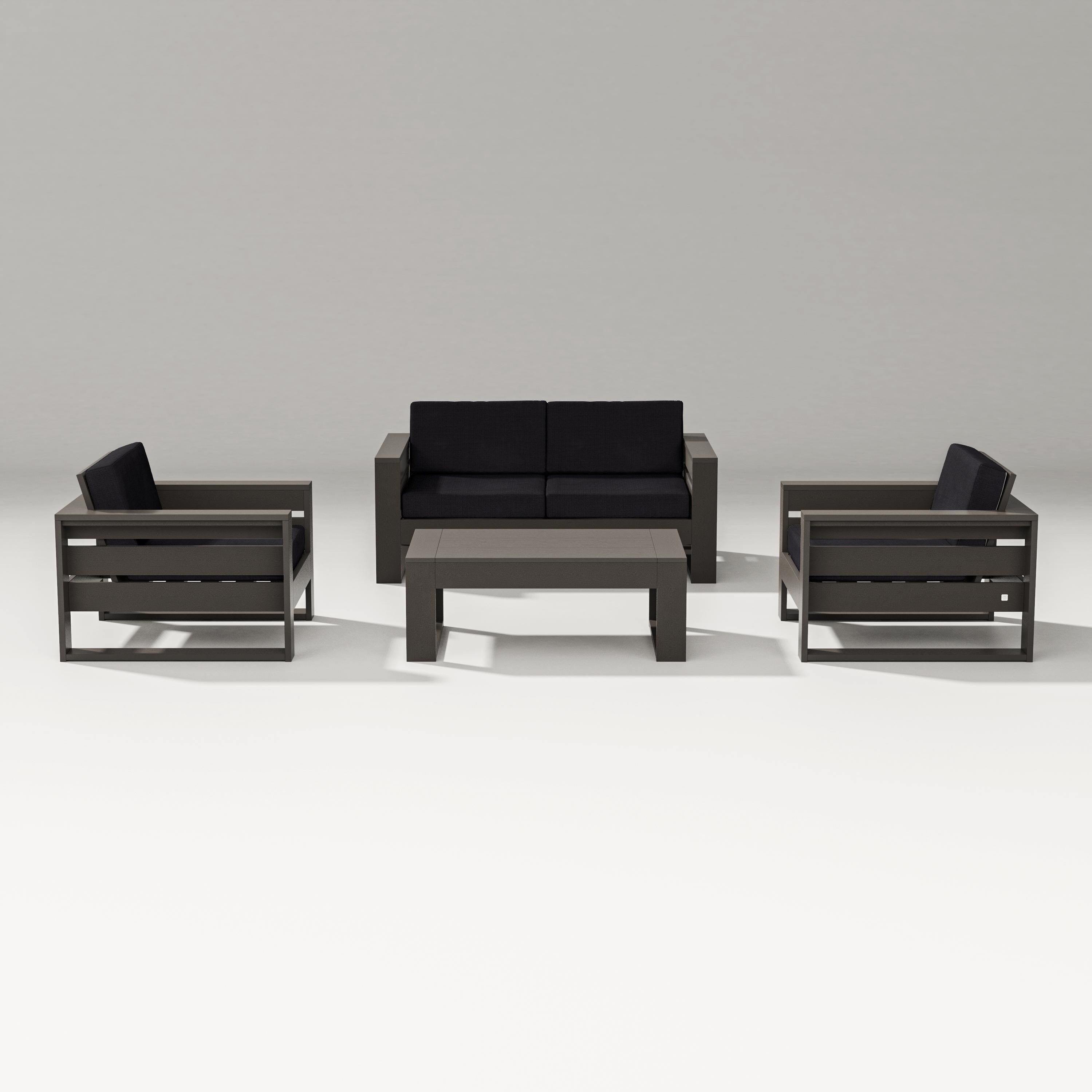 PW Designer Series Latitude 4-Piece Lounge Loveseat Set in Vintage Coffee / Midnight Linen