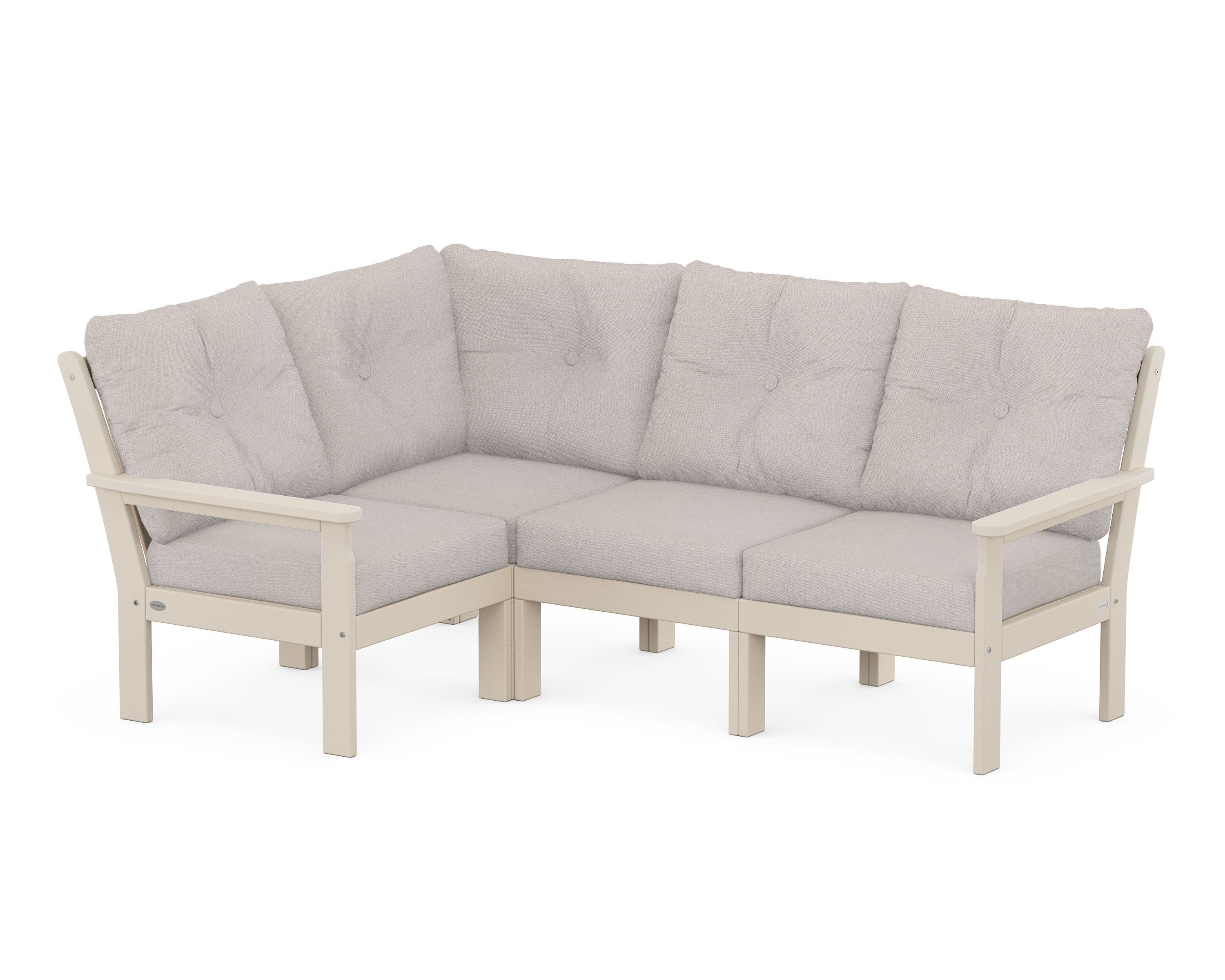 POLYWOOD Vineyard 4-Piece Sectional in Sand / Dune Burlap