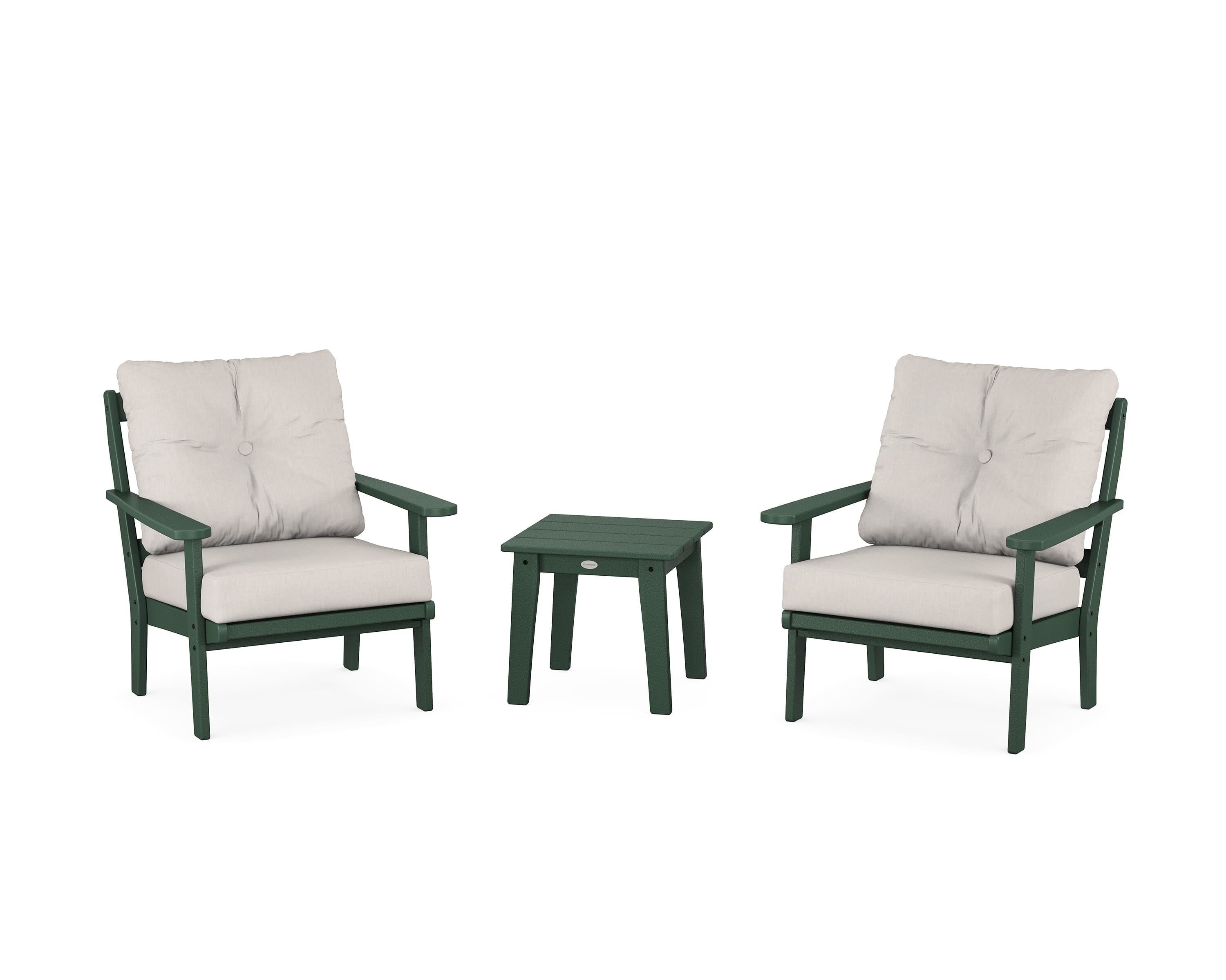 POLYWOOD Mission 3-Piece Deep Seating Set in Green / Cast Ash