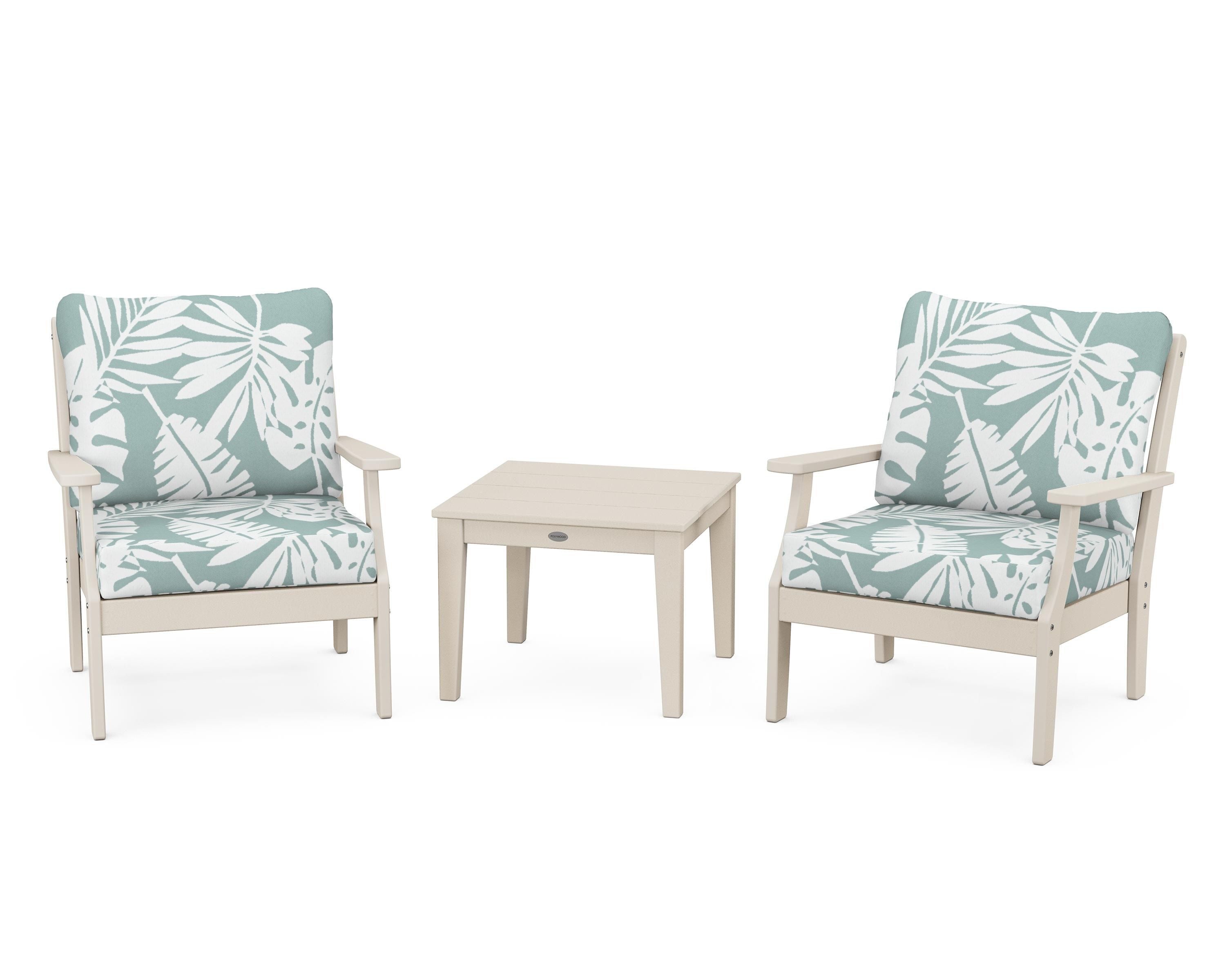 POLYWOOD Braxton 3-Piece Deep Seating Set in Sand / Leaf Glacier Spa