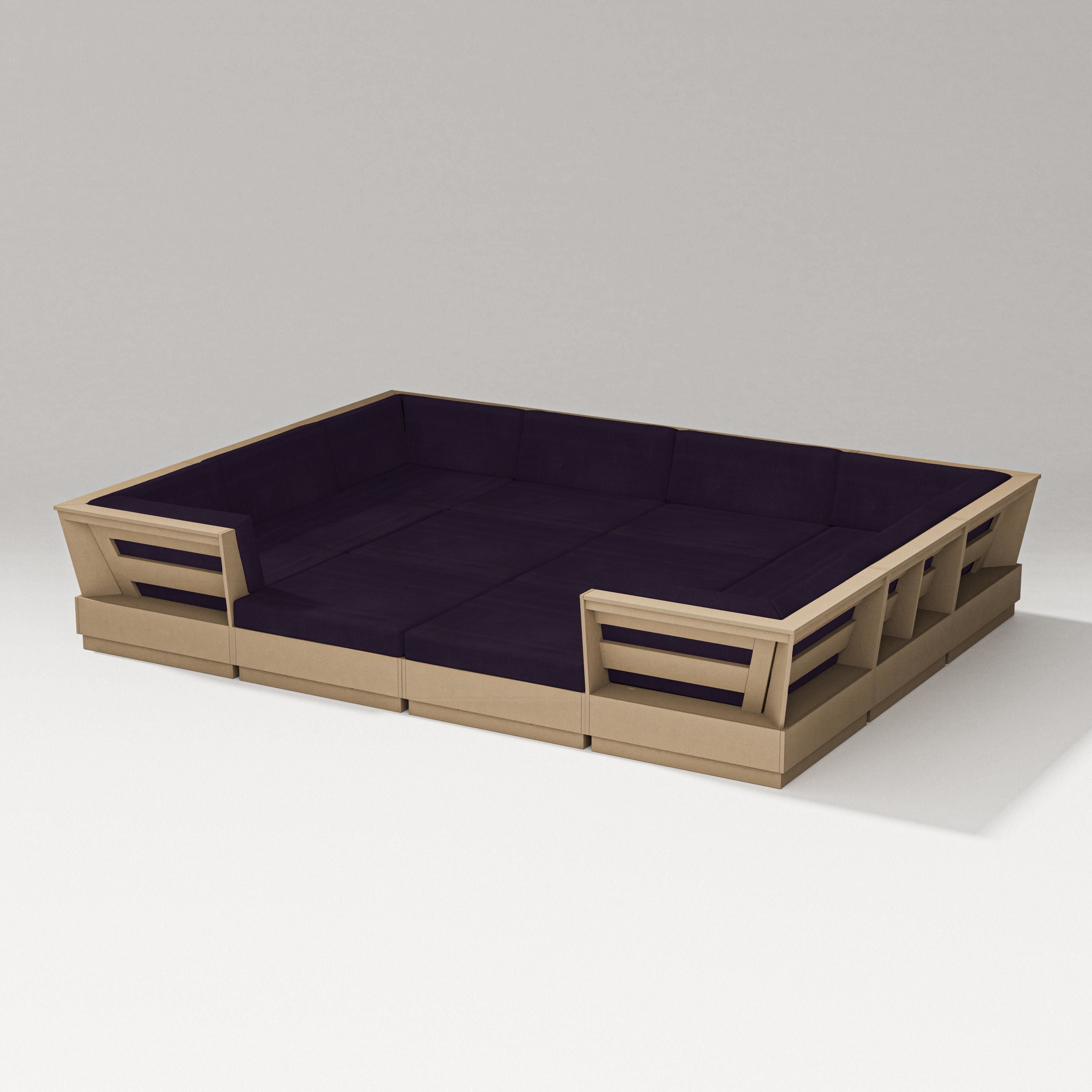 PW Designer Series Elevate 12-Piece Pit Sectional in Vintage Sahara / Navy Linen