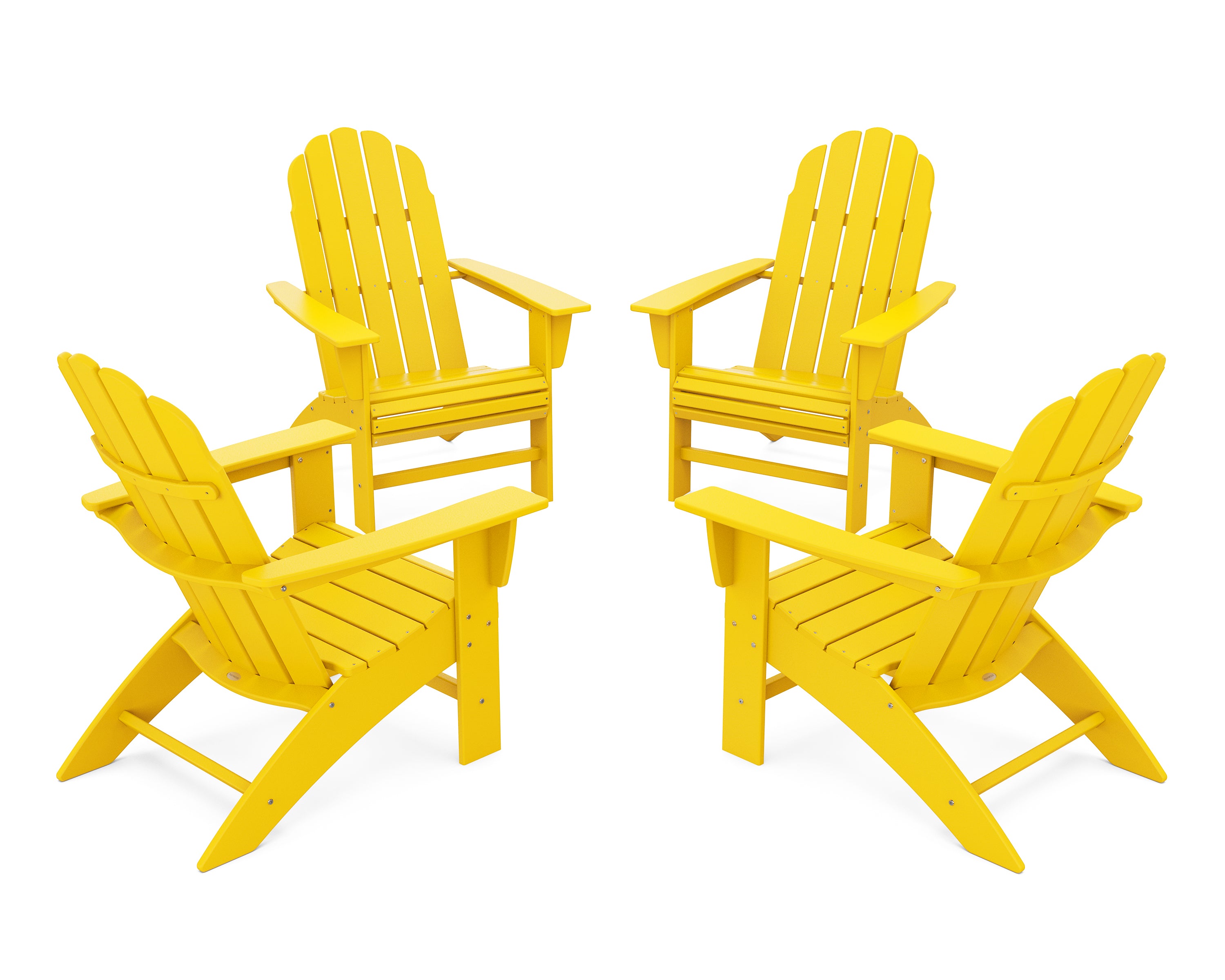 POLYWOOD® 4-Piece Vineyard Curveback Adirondack Chair Conversation Set in Lemon