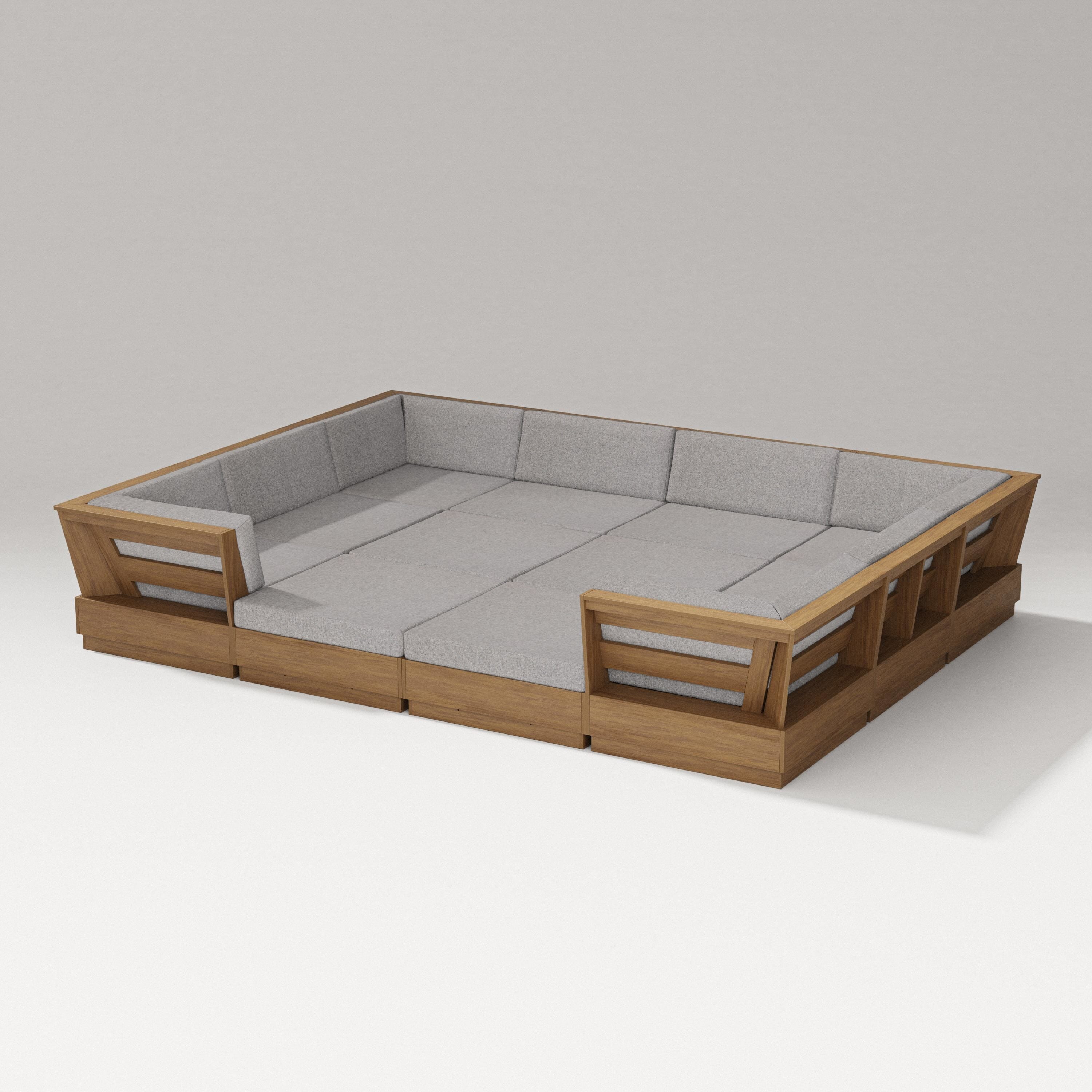 PW Designer Series Elevate 12-Piece Pit Sectional in Natural / Grey Mist
