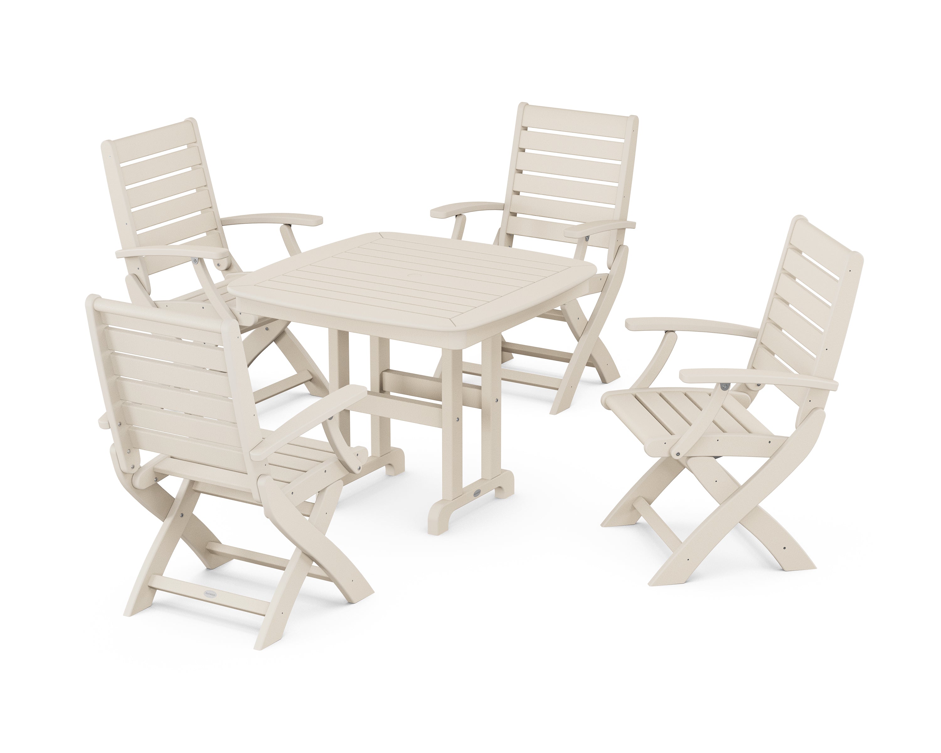 POLYWOOD® Signature Folding Chair 5-Piece Dining Set in Sand