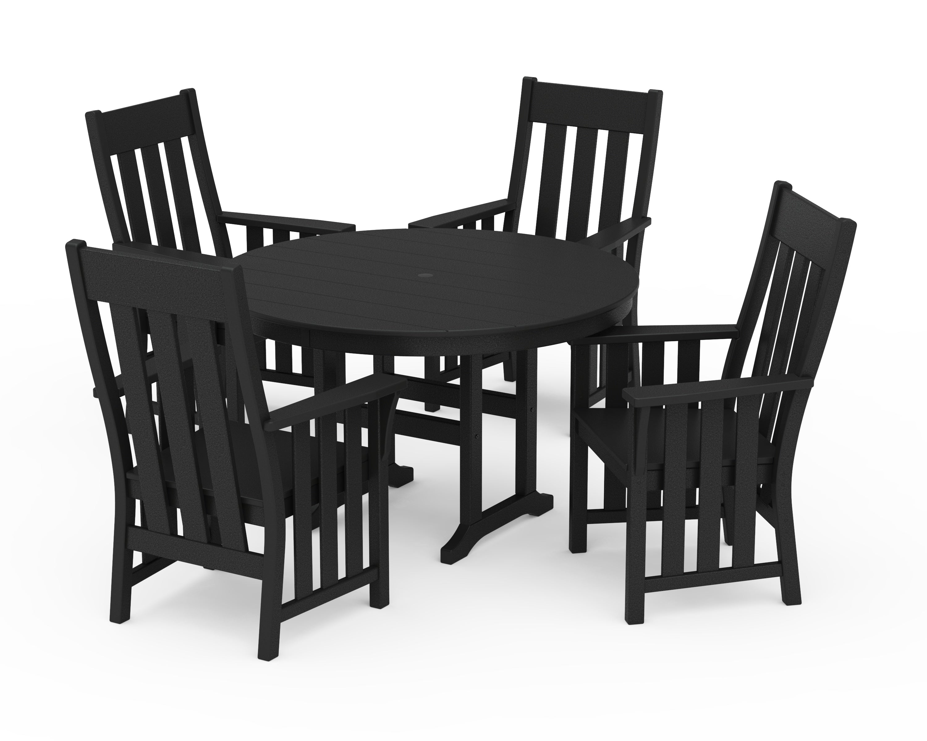 Martha Stewart by POLYWOOD Acadia 5-Piece Round Farmhouse Dining Set in Black