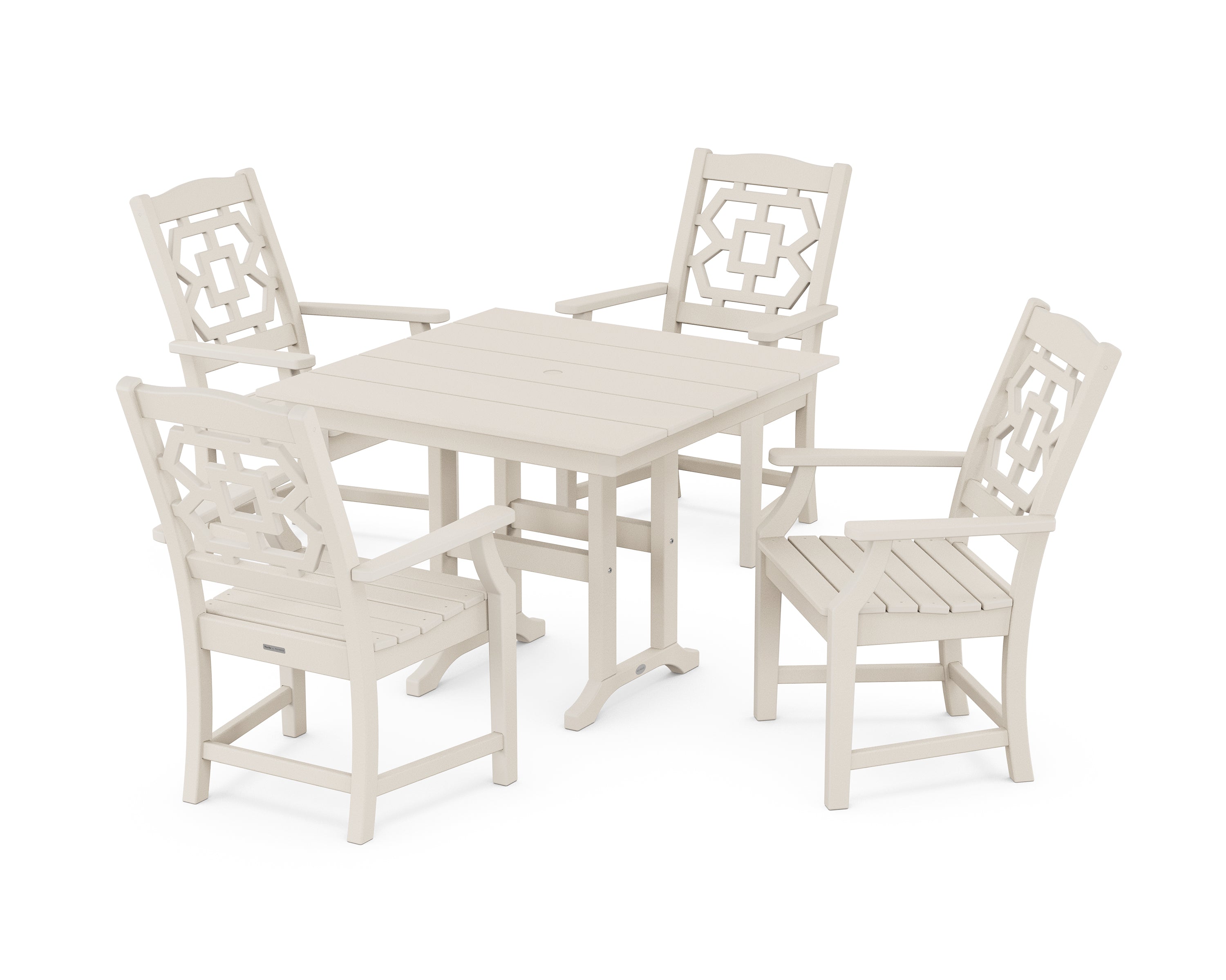 Martha Stewart by POLYWOOD® Chinoiserie 5-Piece Farmhouse Dining Set in Sand