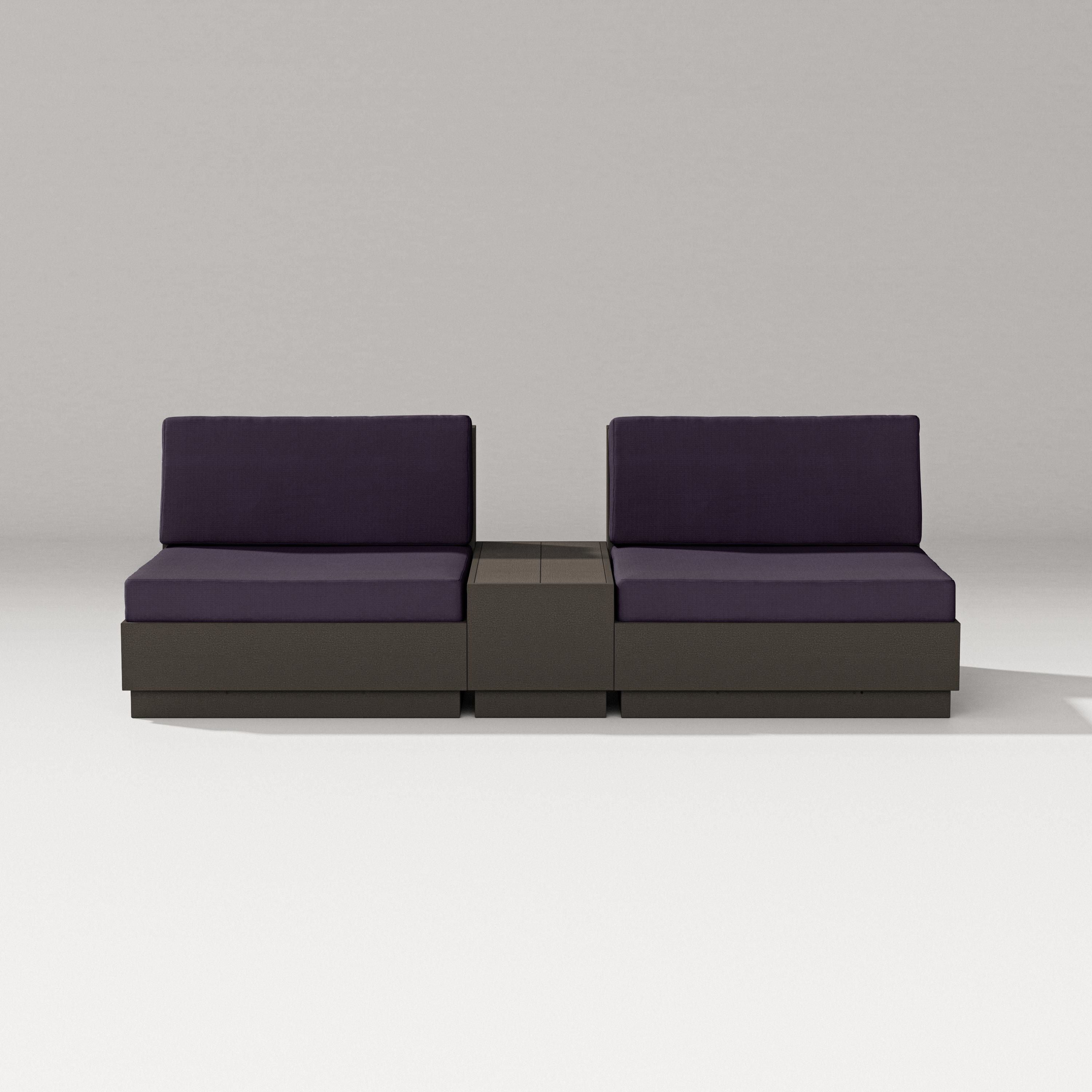PW Designer Series Elevate Lounge Chair Set in Vintage Coffee / Navy Linen