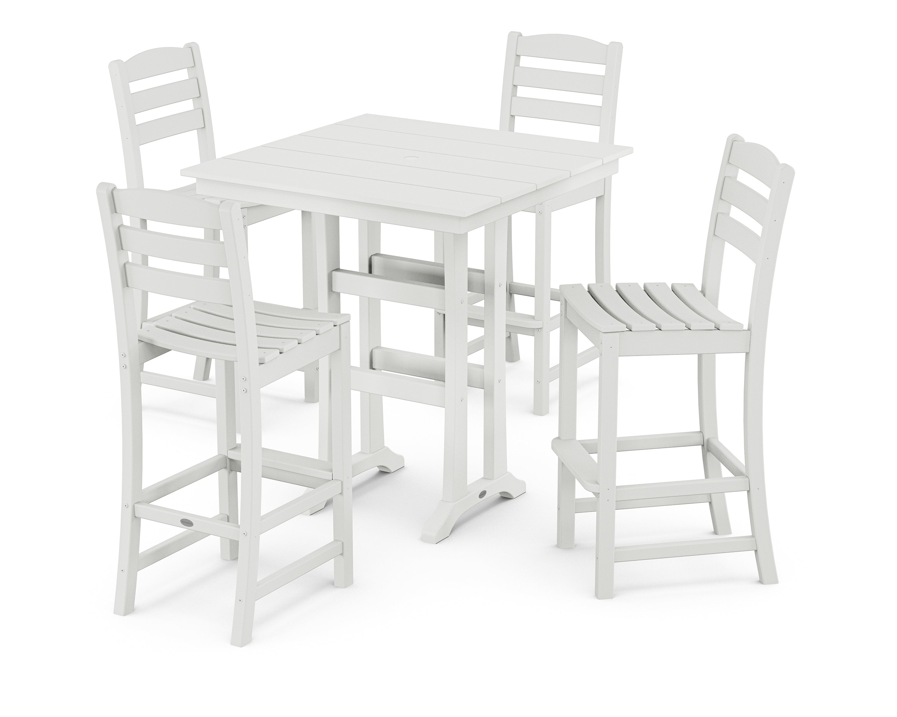 POLYWOOD La Casa Café 5-Piece Farmhouse Trestle Bar Set in White