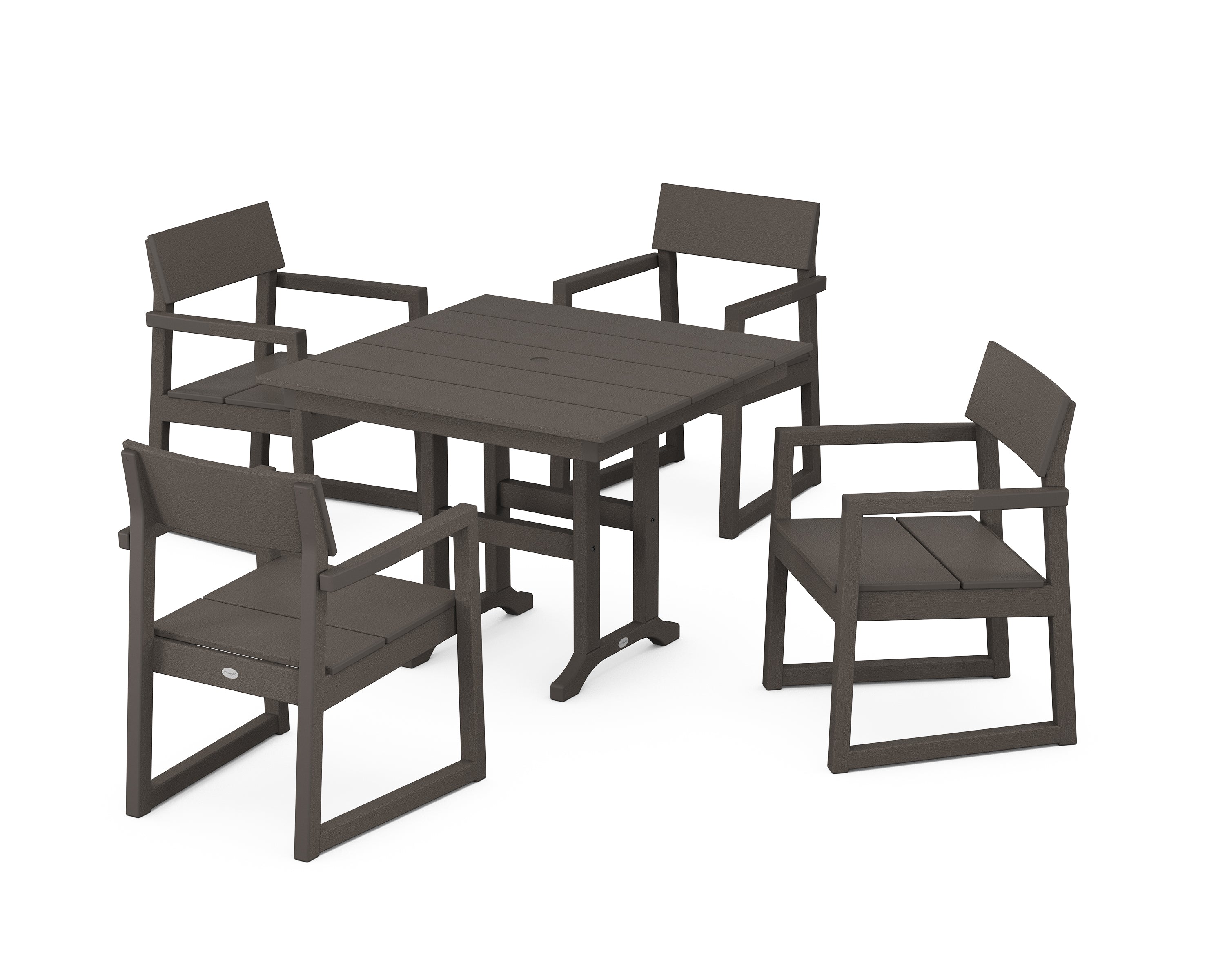 POLYWOOD® EDGE 5-Piece Farmhouse Dining Set in Vintage Coffee