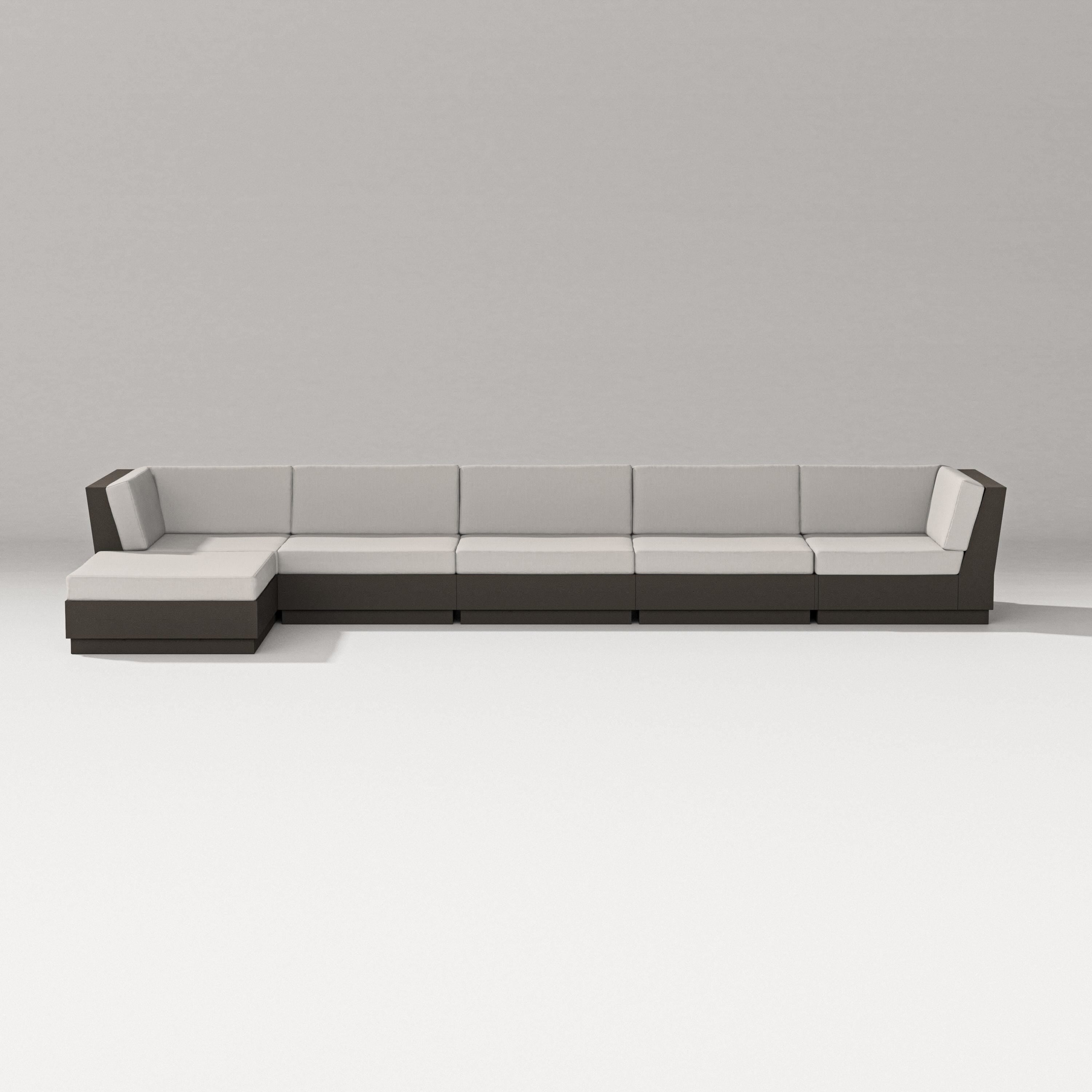 PW Designer Series Elevate 6-Piece Chaise Sectional in Vintage Coffee / Cast Ash