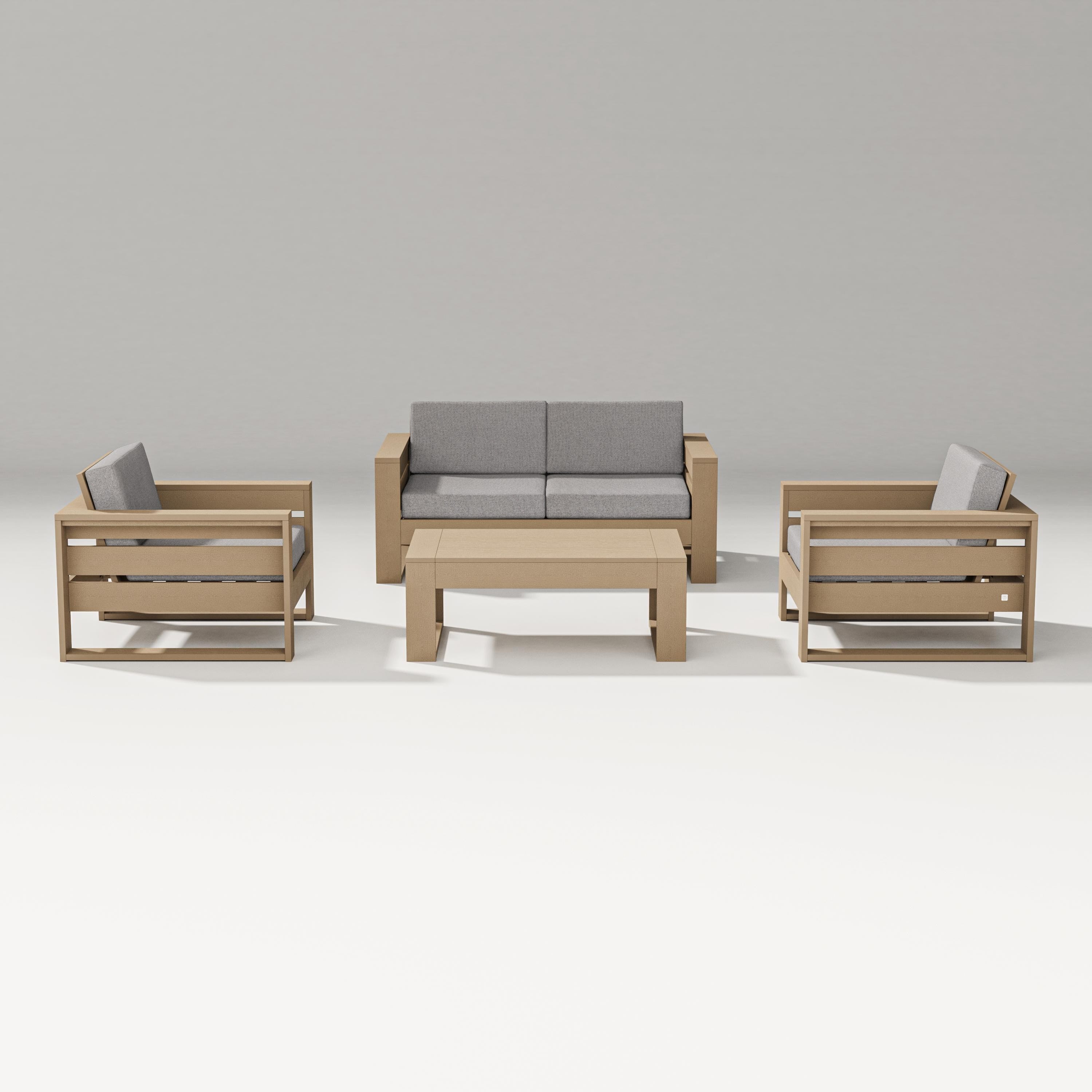 PW Designer Series Latitude 4-Piece Lounge Loveseat Set in Vintage Sahara / Grey Mist