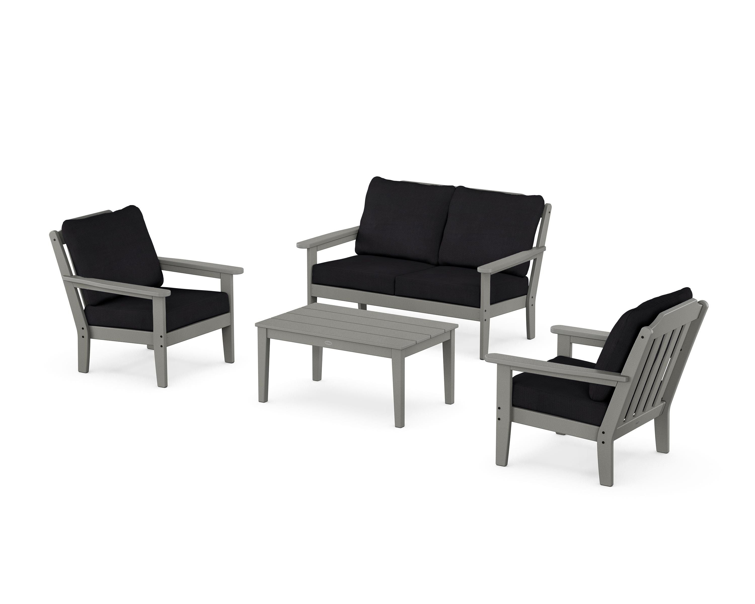 Country Living Cottage 4-Piece Deep Seating Set with Loveseat in Slate Grey / Midnight Linen
