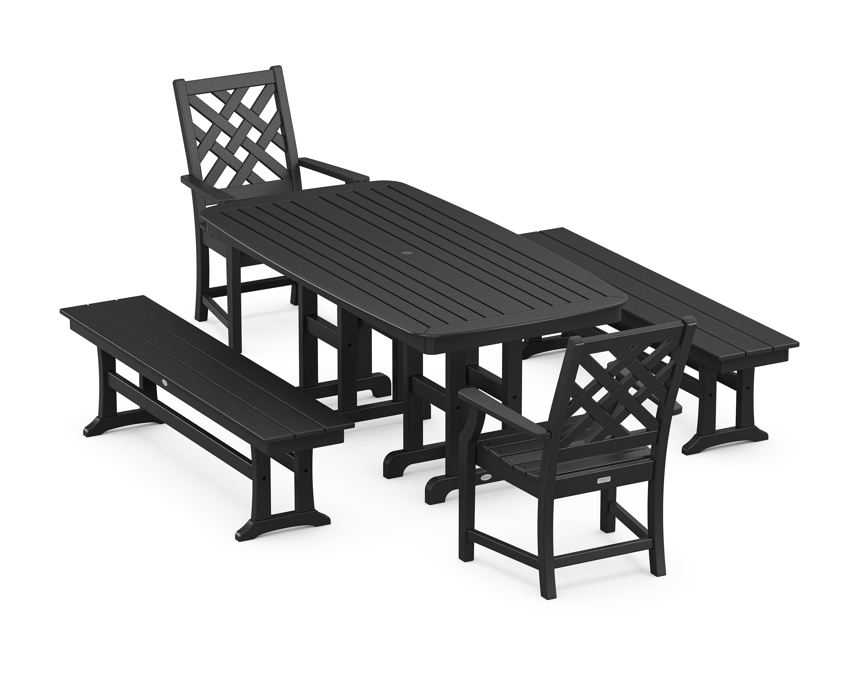Country Living Wovendale 5-Piece Dining Set with Benches in Black