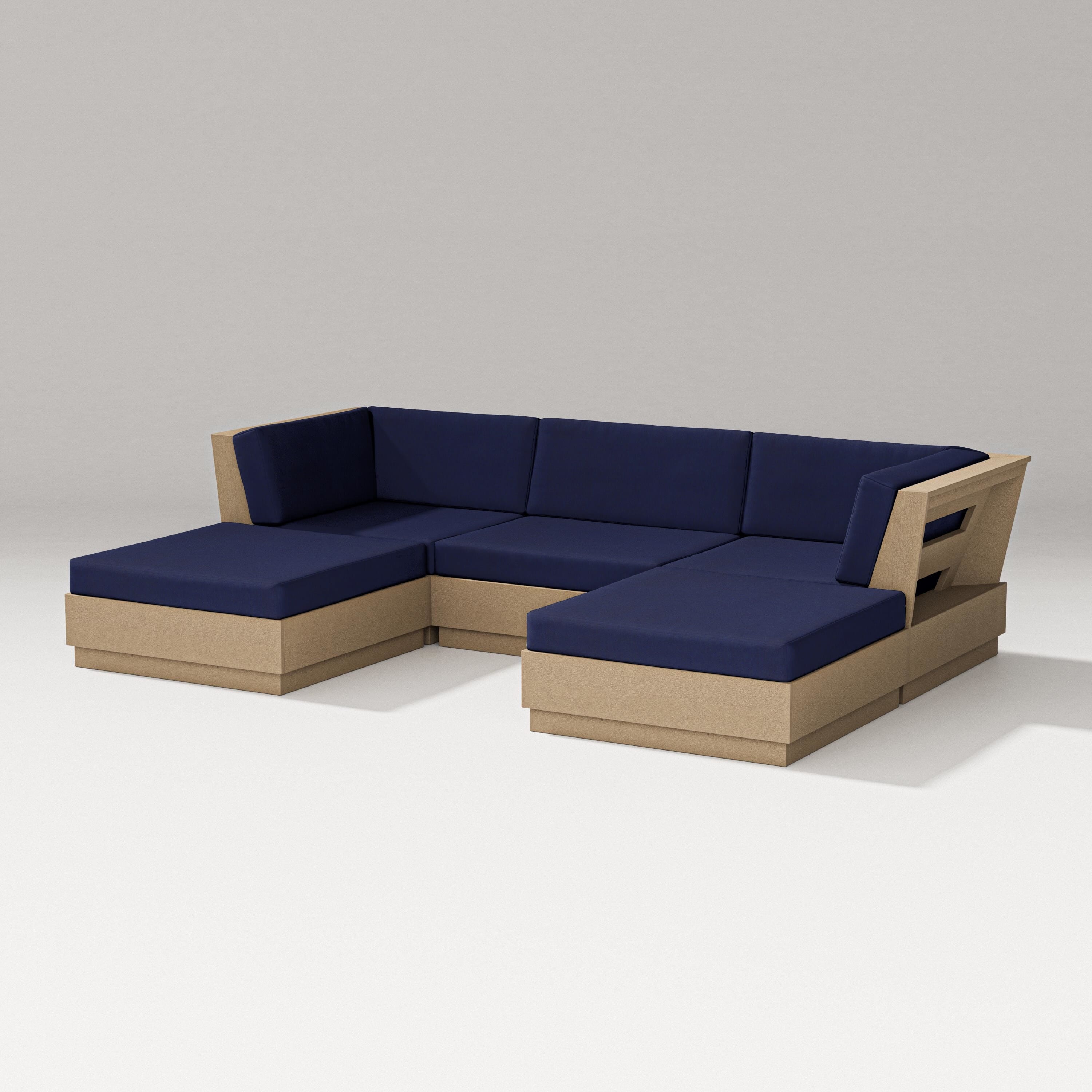 PW Designer Series Elevate Double Chaise Sectional in Vintage Sahara / Navy