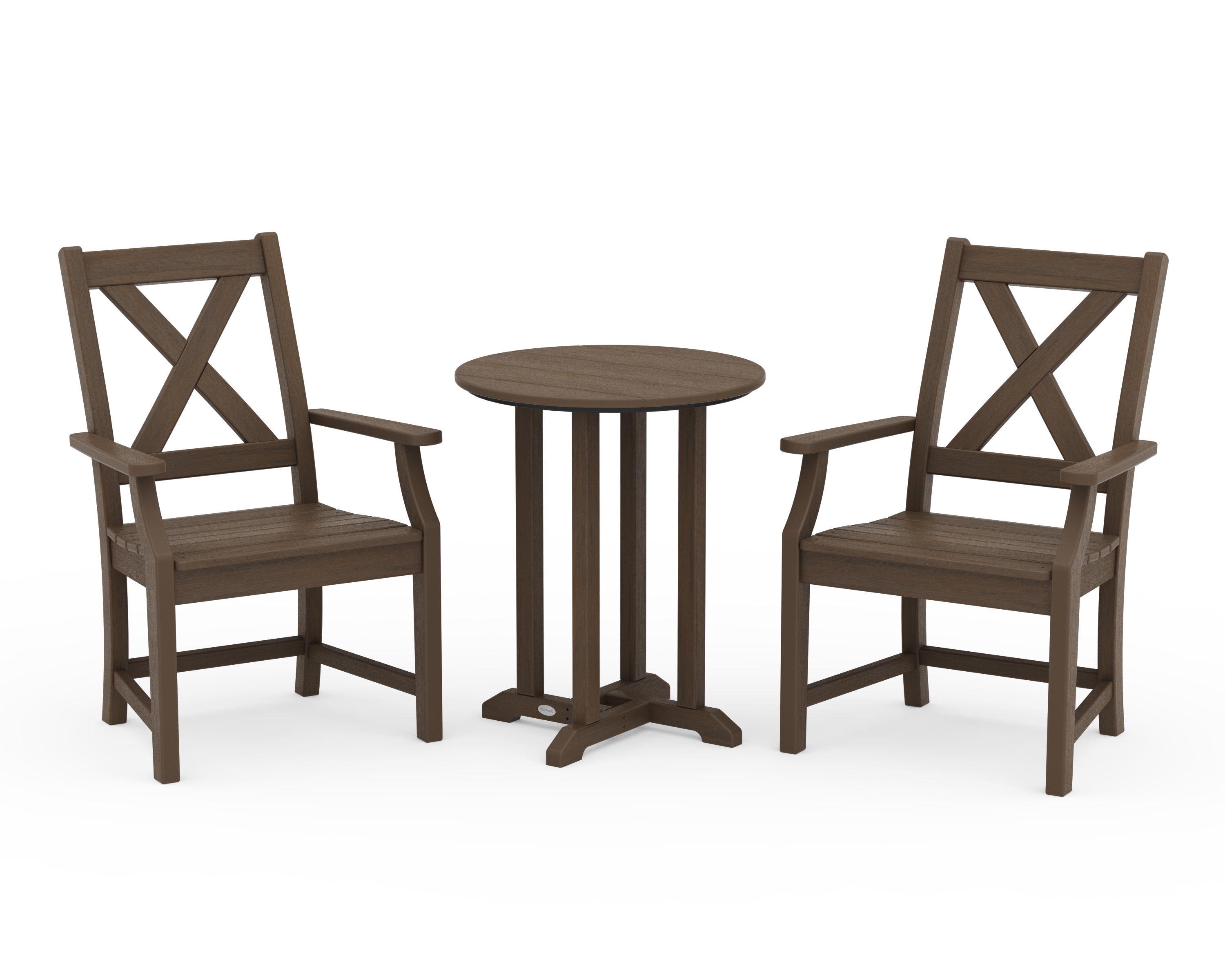 POLYWOOD Braxton 3-Piece Round Bistro Dining Set in Kona