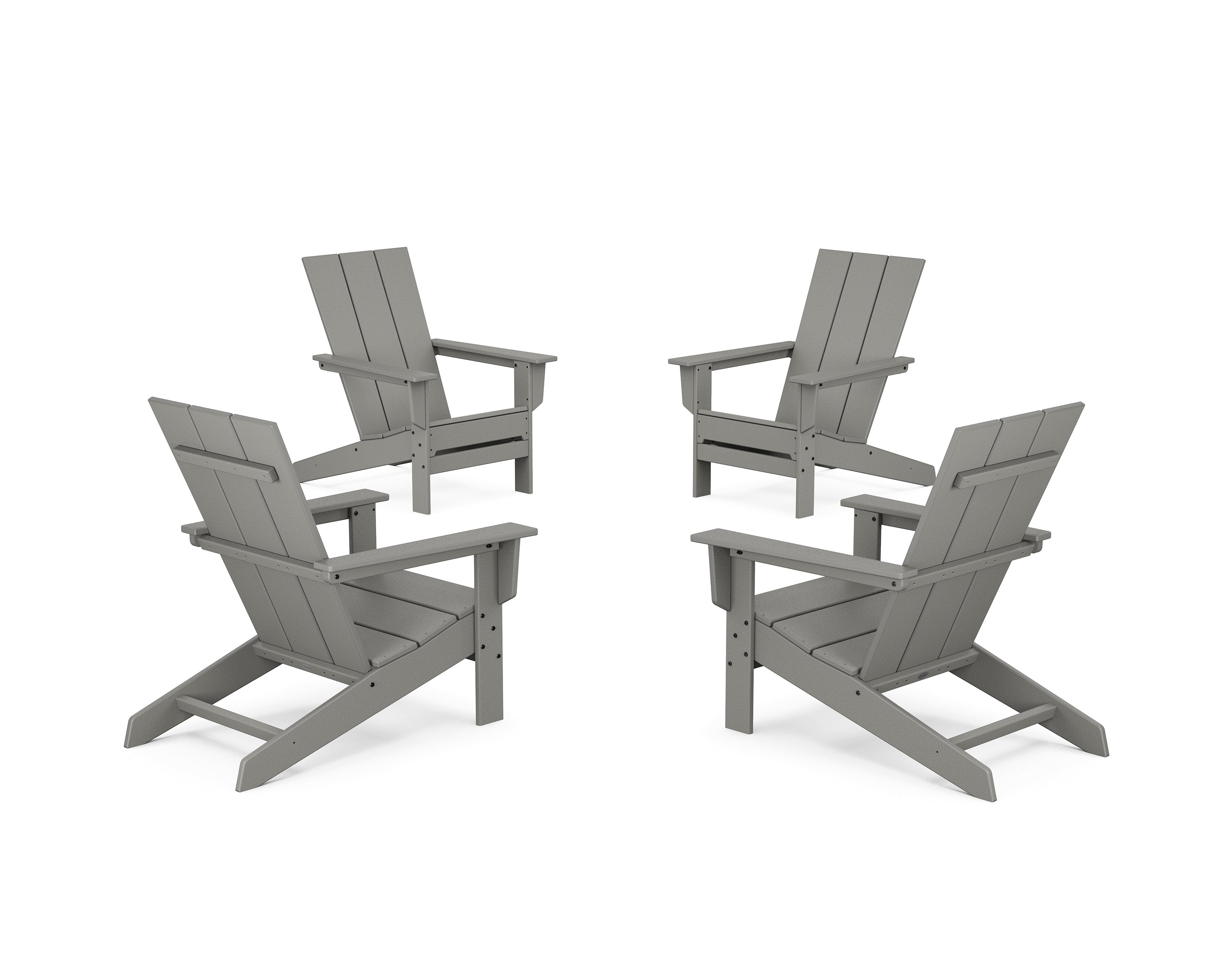POLYWOOD® 4-Piece Modern Studio Adirondack Chair Conversation Set in Slate Grey