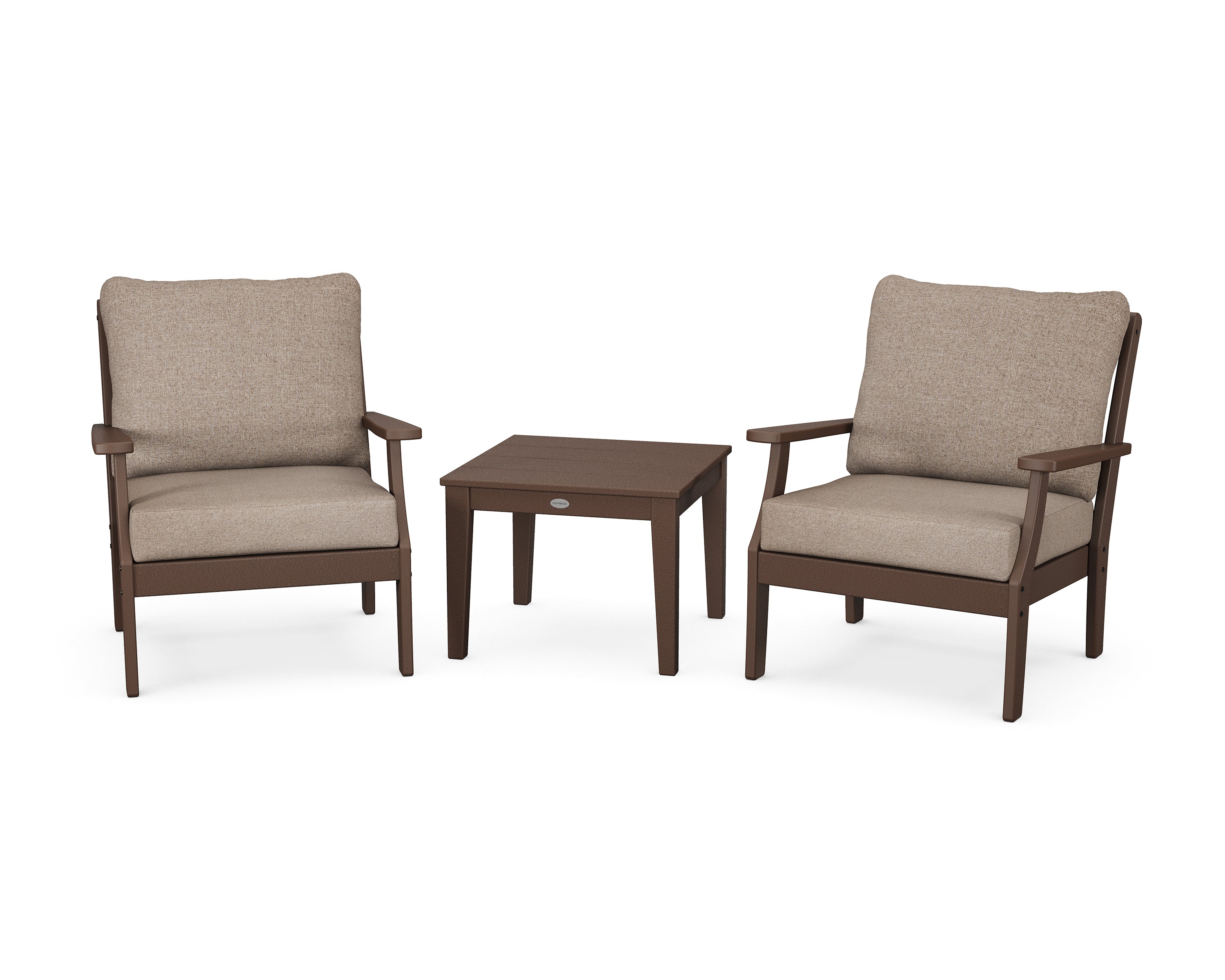 POLYWOOD Braxton 3-Piece Deep Seating Set in Mahogany / Spiced Burlap