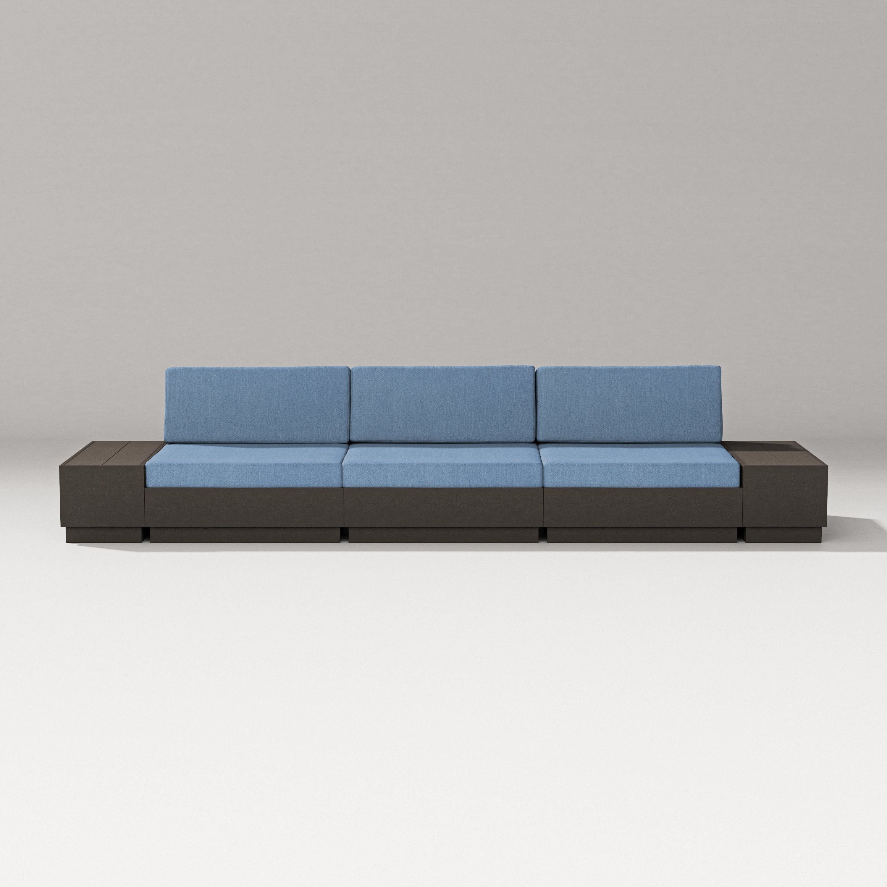 PW Designer Series Elevate Straight Sectional in Vintage Coffee / Sky Blue