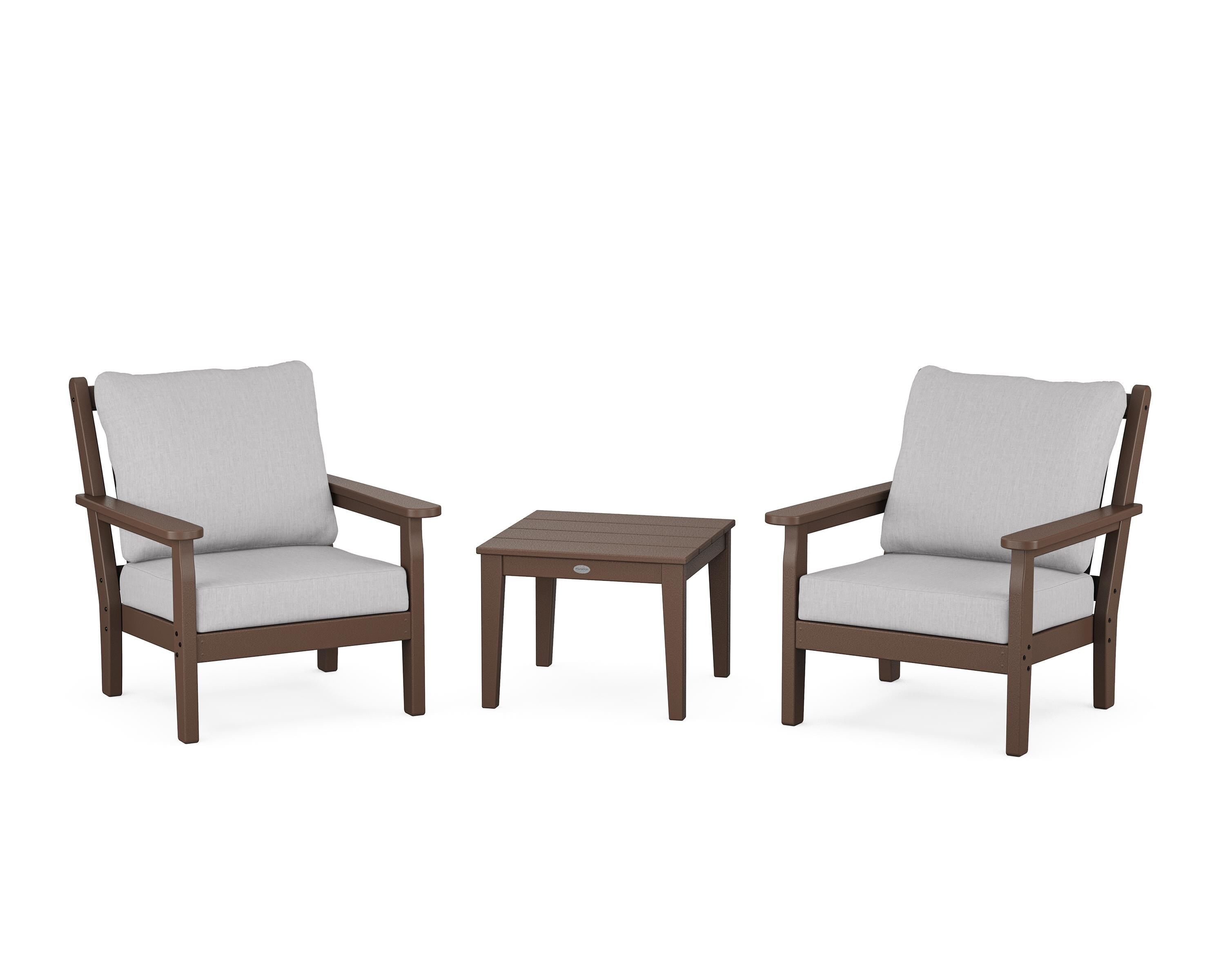 POLYWOOD Chippendale 3-Piece Deep Seating Set in Mahogany / Granite