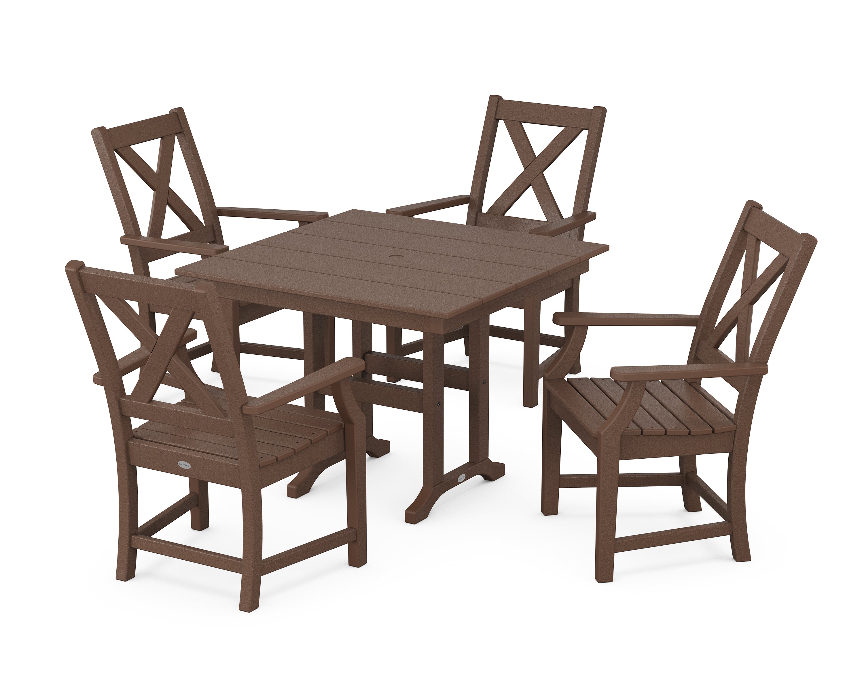 POLYWOOD® Braxton 5-Piece Farmhouse Dining Set in Mahogany