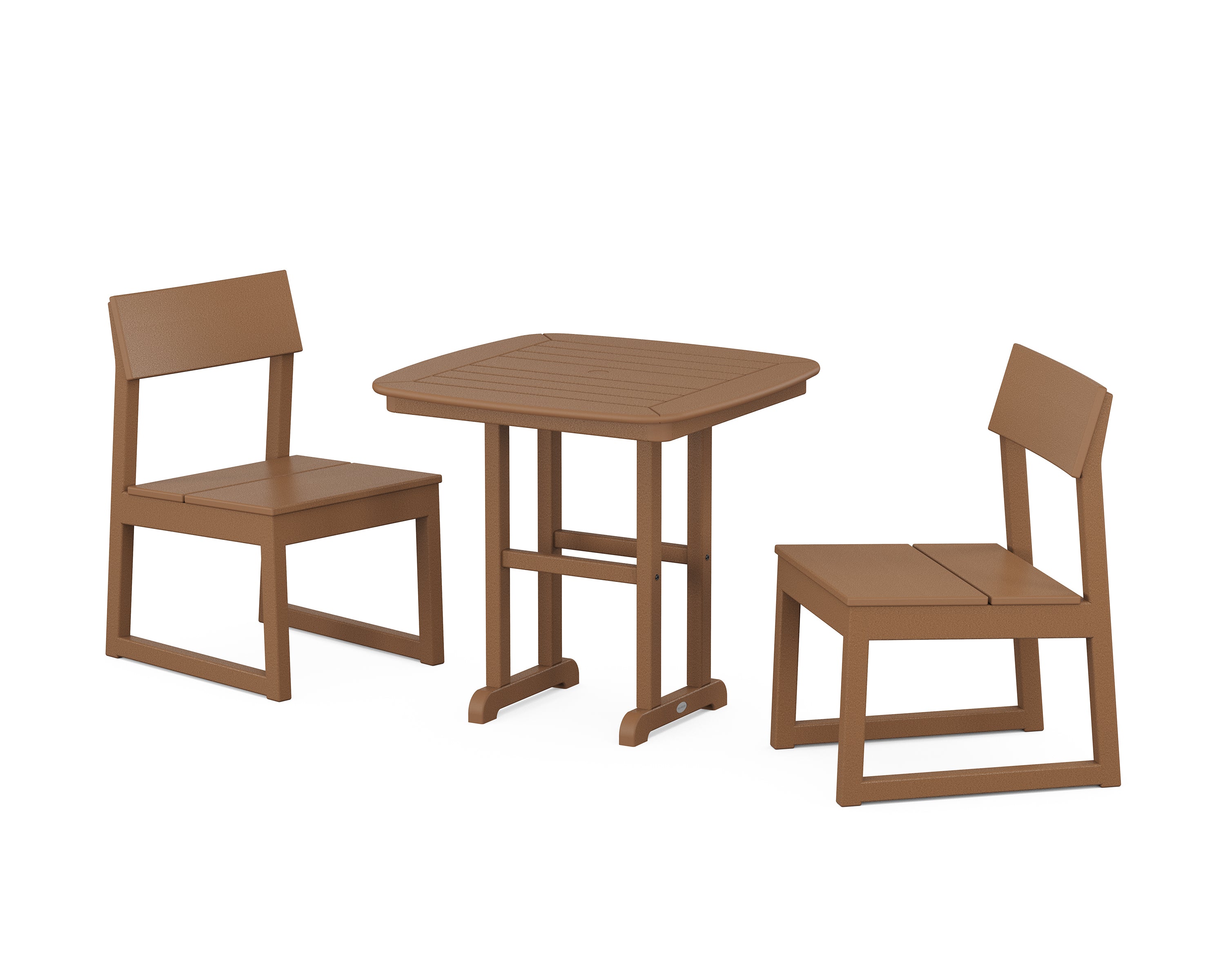 POLYWOOD® EDGE Side Chair 3-Piece Dining Set in Teak