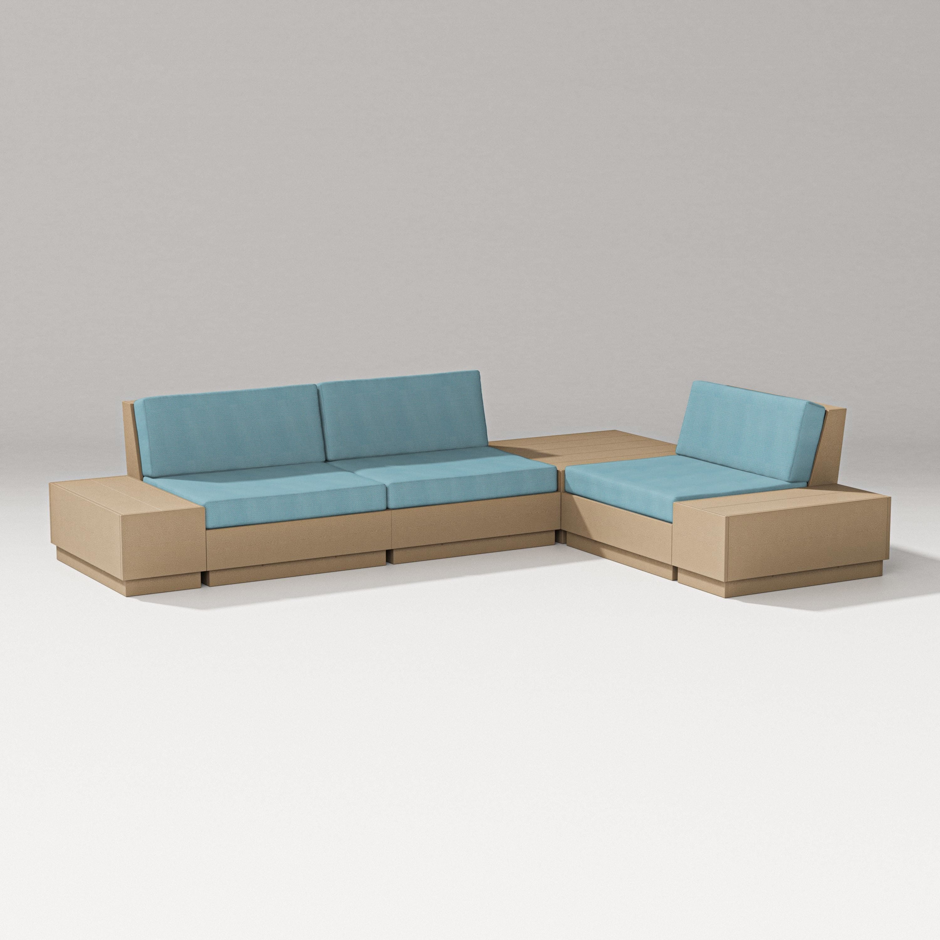 PW Designer Series Elevate 6-Piece Corner Sectional in Vintage Sahara / Lattice Sky Blue
