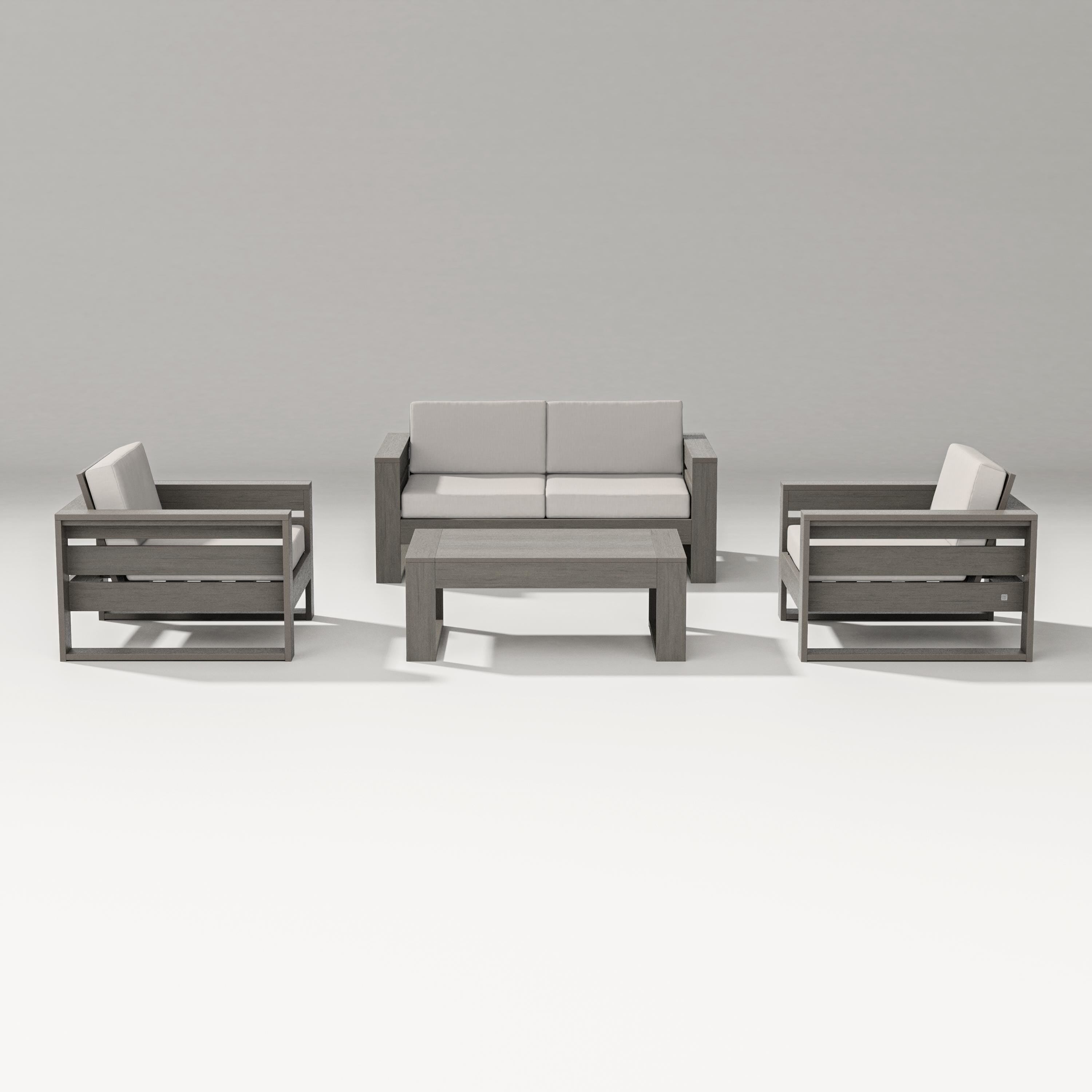 PW Designer Series Latitude 4-Piece Lounge Loveseat Set in Driftwood / Cast Ash