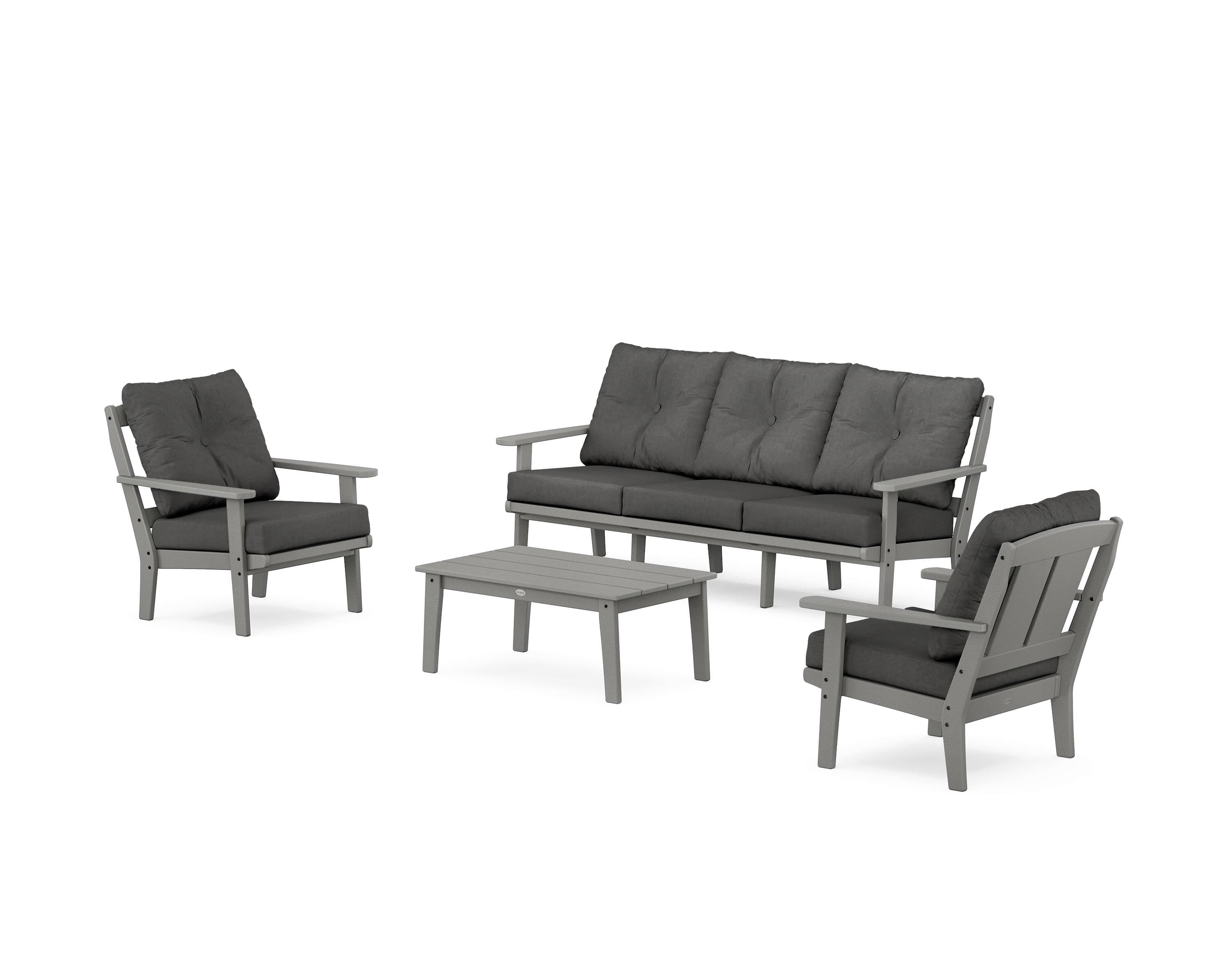 POLYWOOD Mission 4-Piece Deep Seating Set with Sofa in Slate Grey / Spectrum Carbon