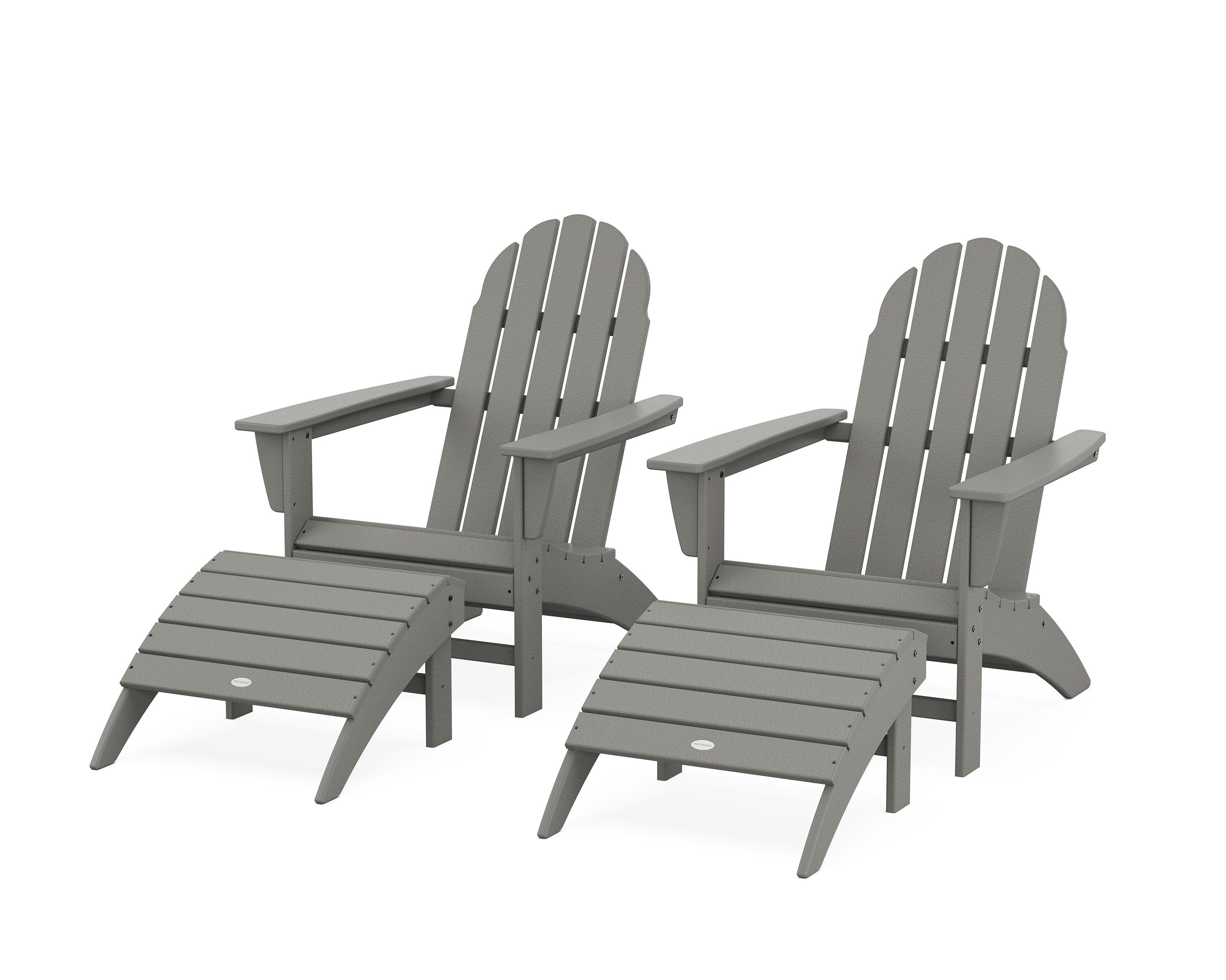 POLYWOOD® Vineyard Adirondack Chair 4-Piece Set with Ottomans in Slate Grey