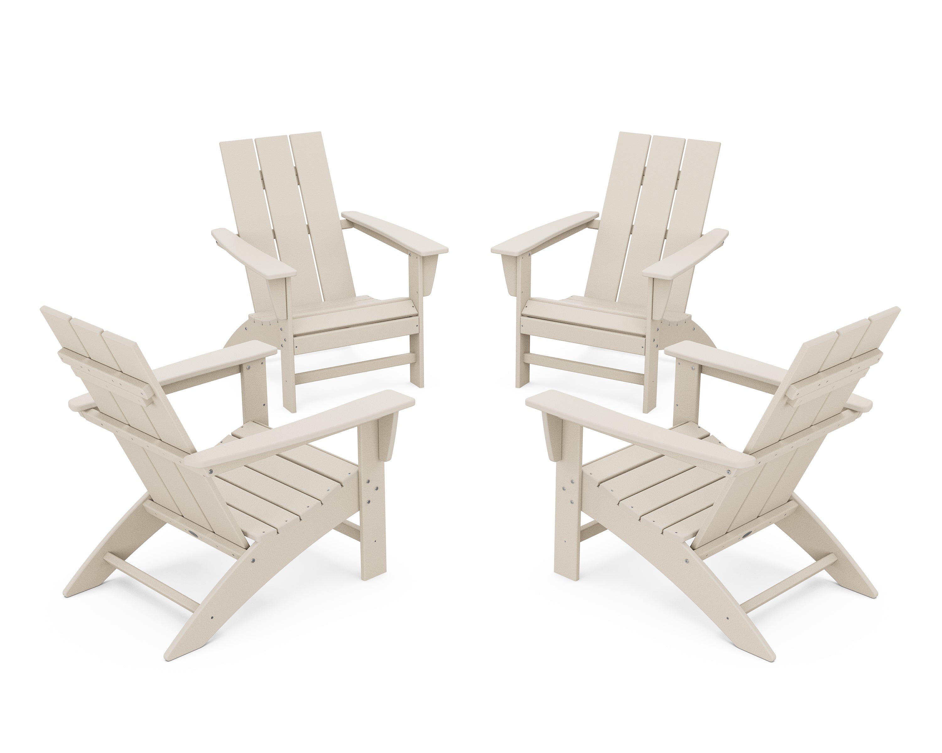 POLYWOOD® 4-Piece Modern Adirondack Chair Conversation Set in Sand