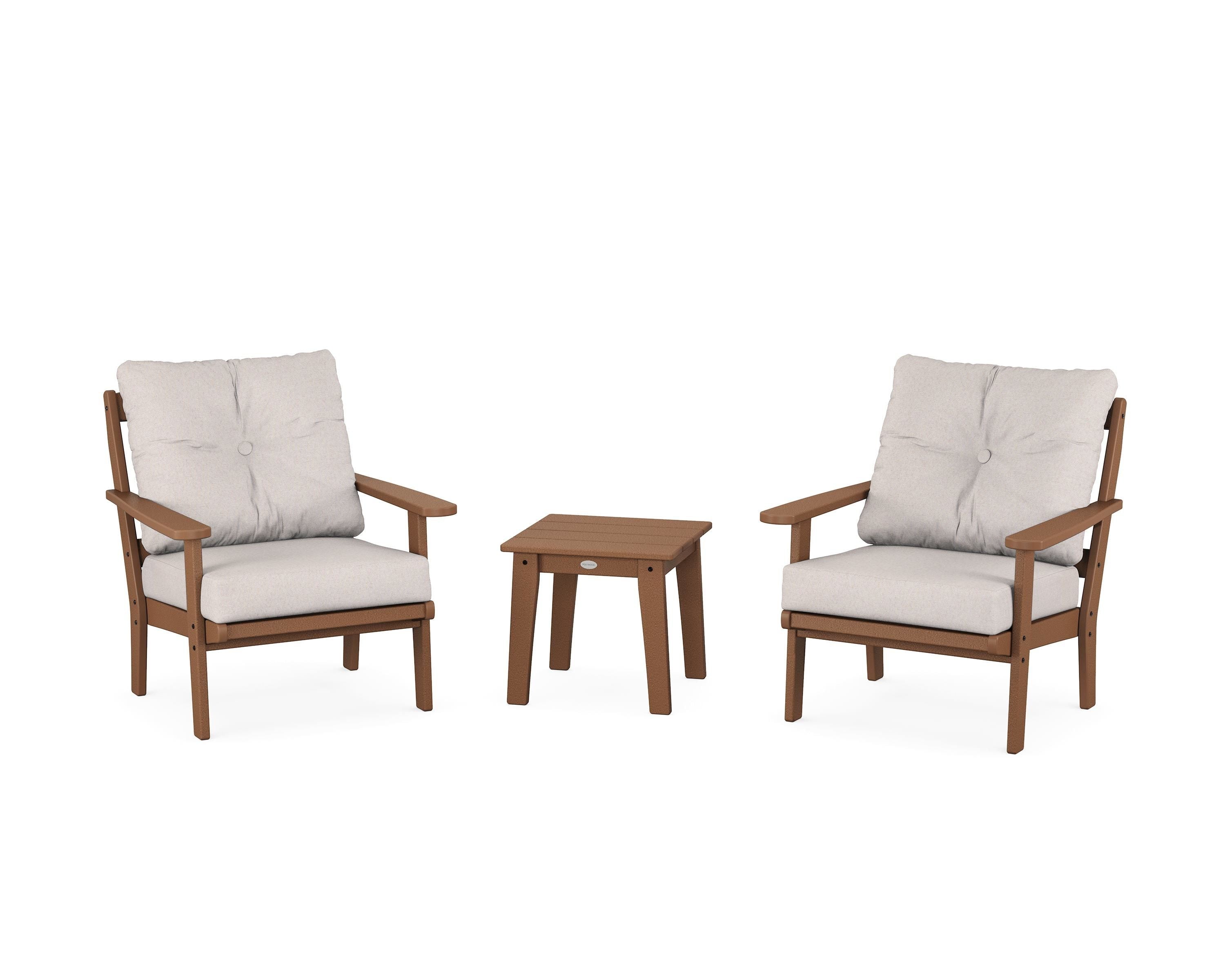 POLYWOOD Mission 3-Piece Deep Seating Set in Teak / Dune Burlap