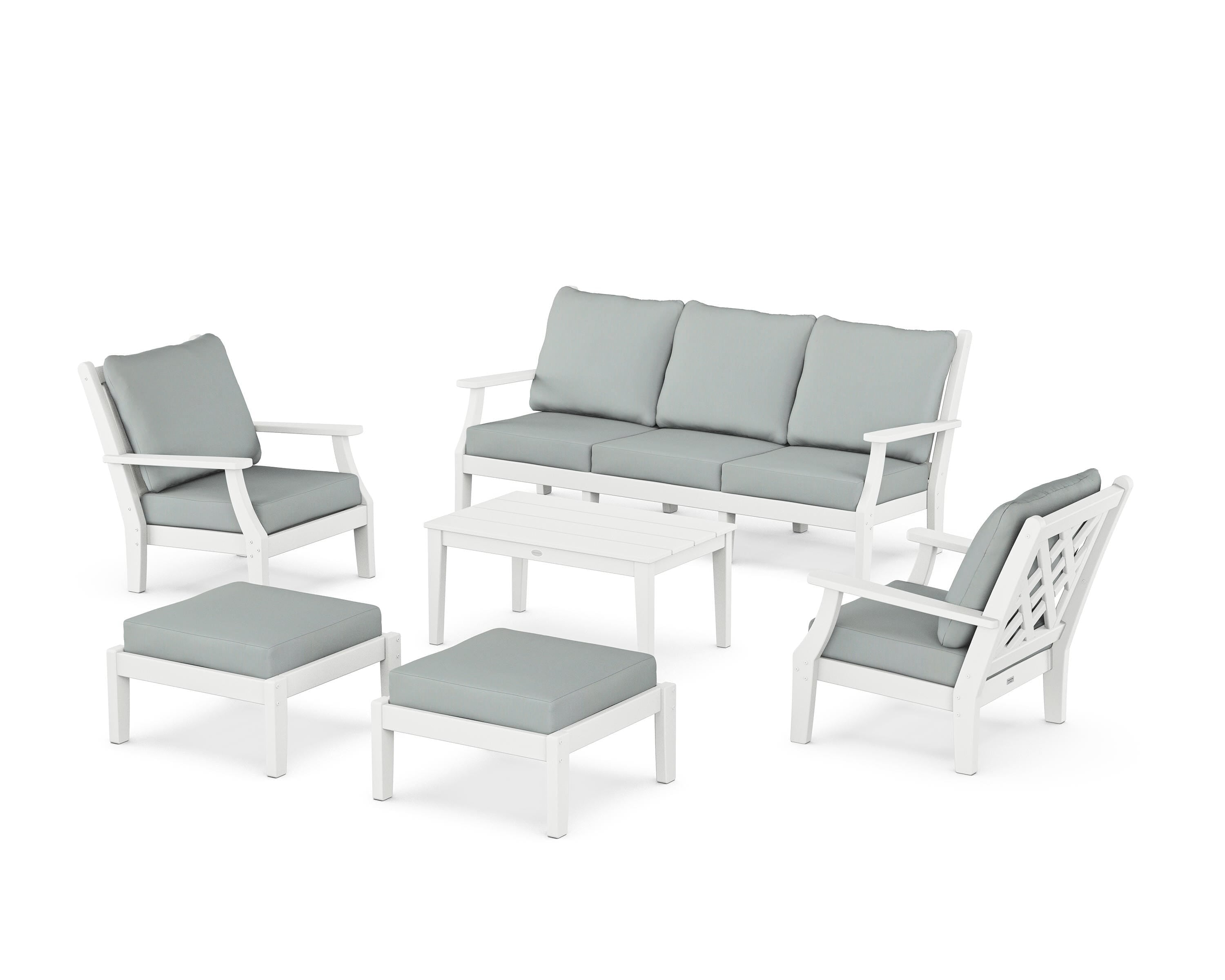 Country Living Wovendale 6-Piece Lounge Sofa Set in White / Spa