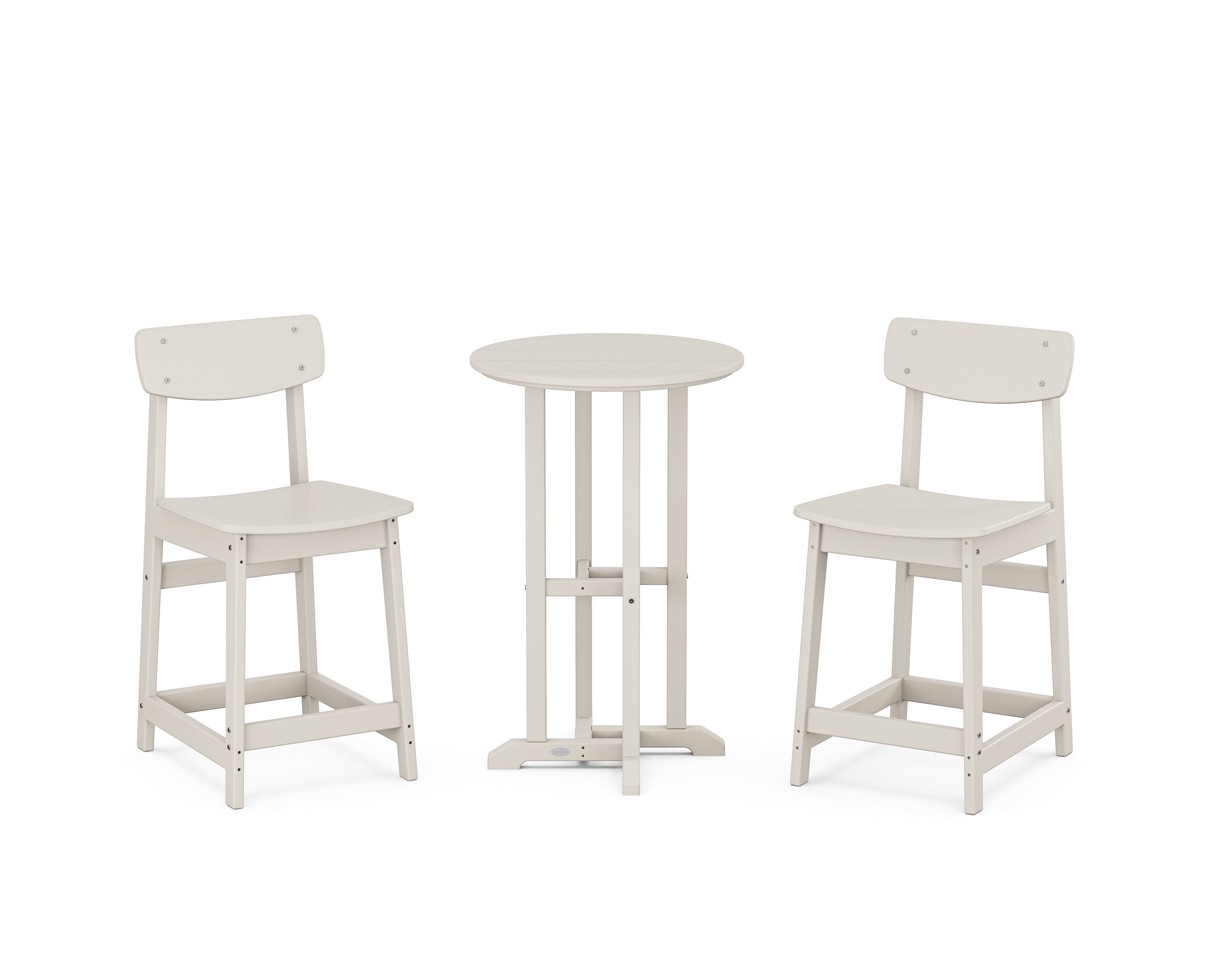 POLYWOOD Modern Studio Urban Chair 3-Piece Bistro Counter Set in Sand