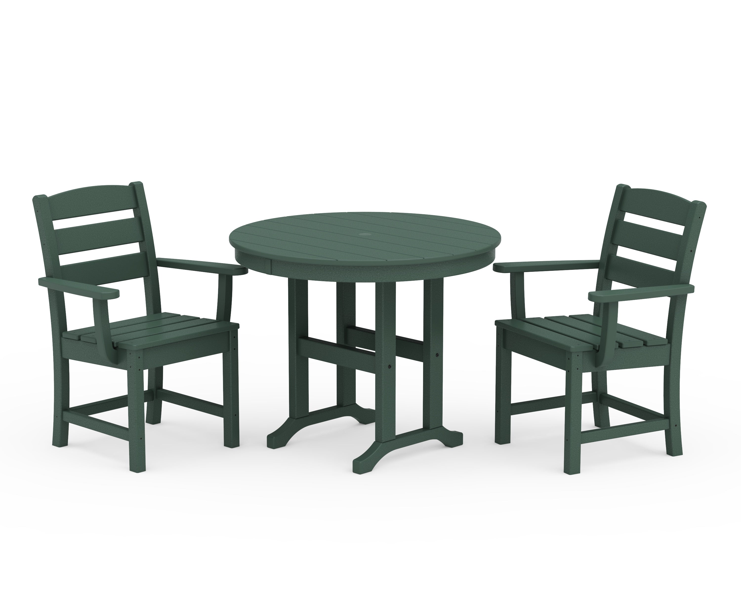 POLYWOOD Lakeside 3-Piece Round Dining Set in Green