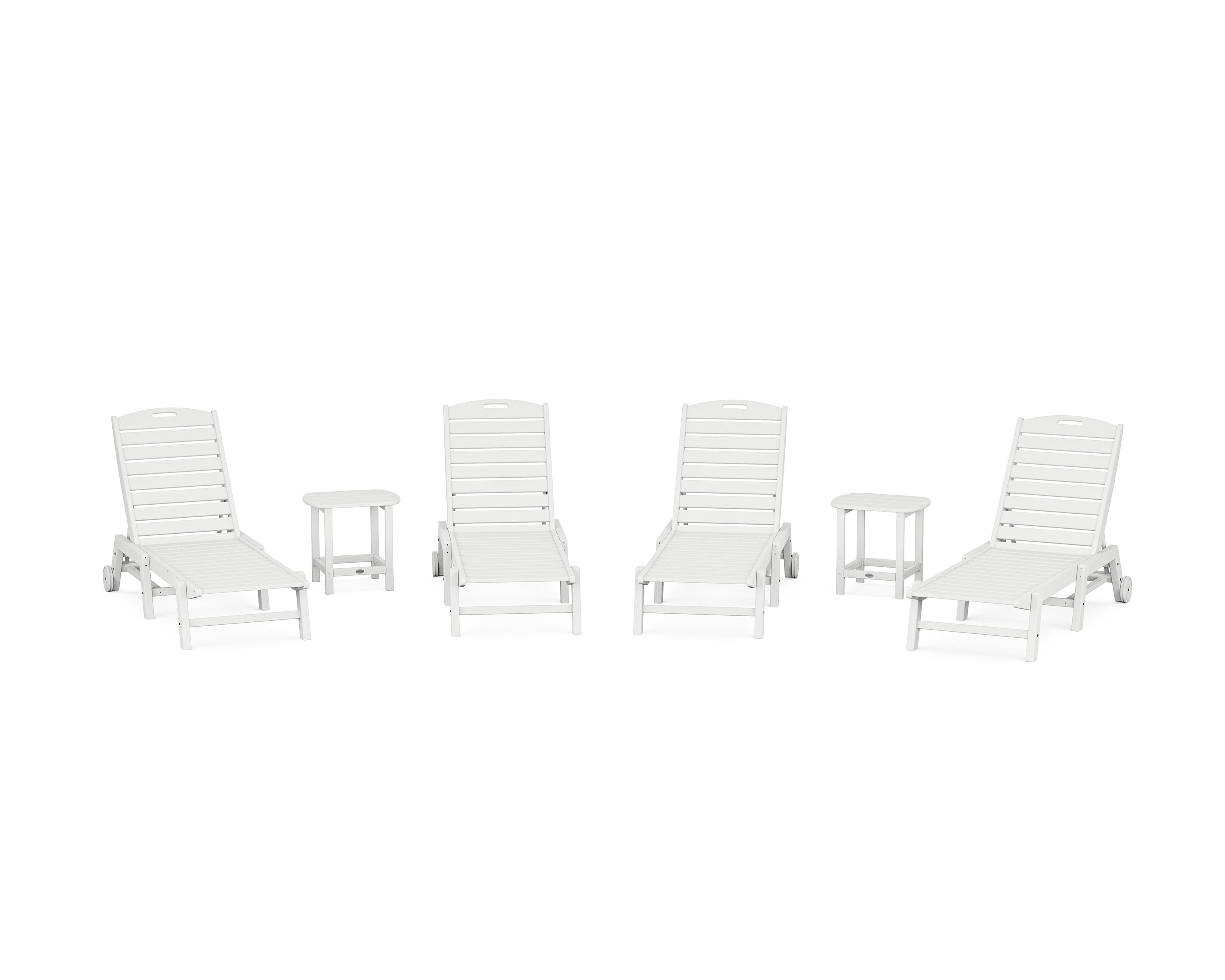 POLYWOOD Nautical Chaise 6-Piece Set with Wheels in White